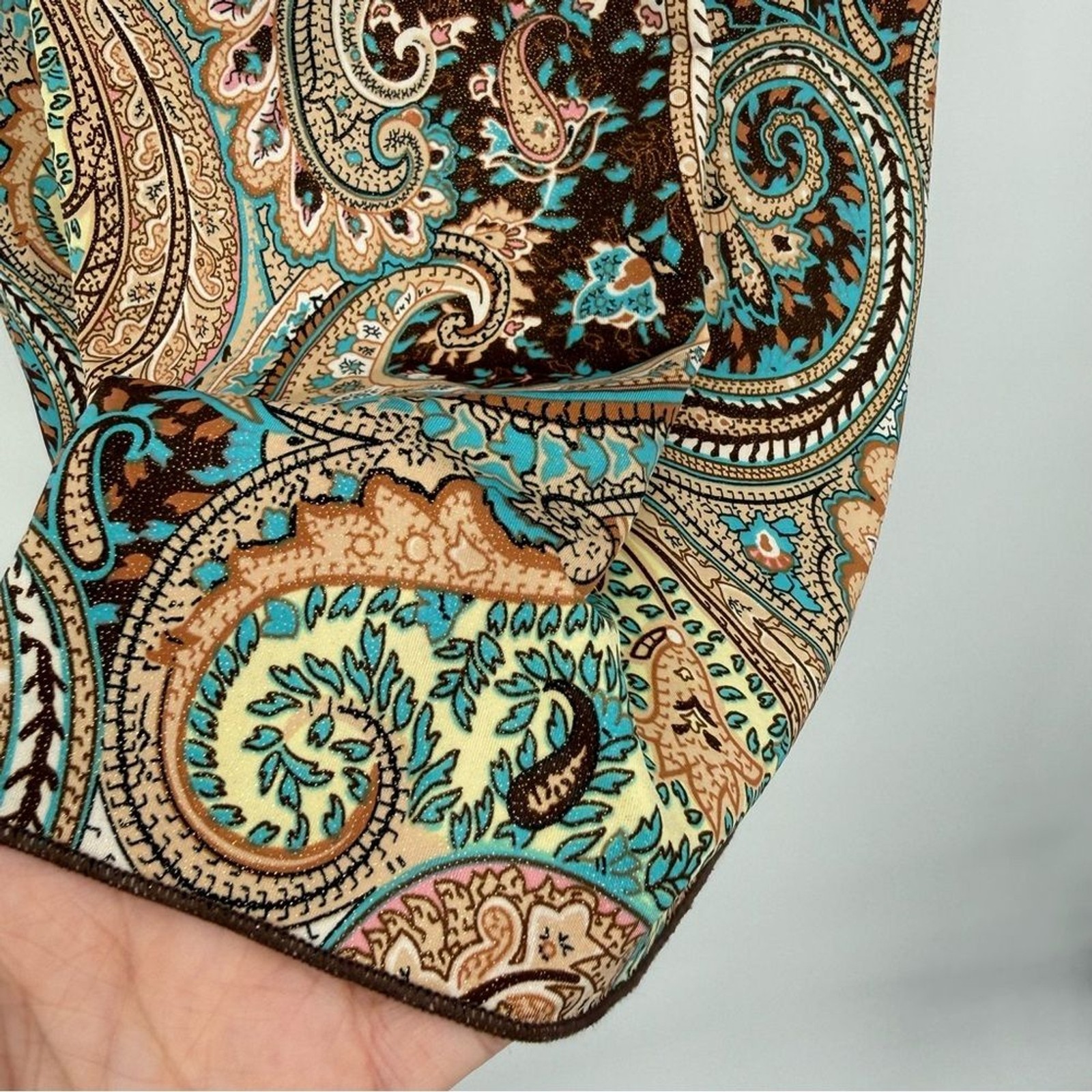 Ginger G Multicolor Brown Paisley Shimmer Top Sheer Y2k Size Small Retro