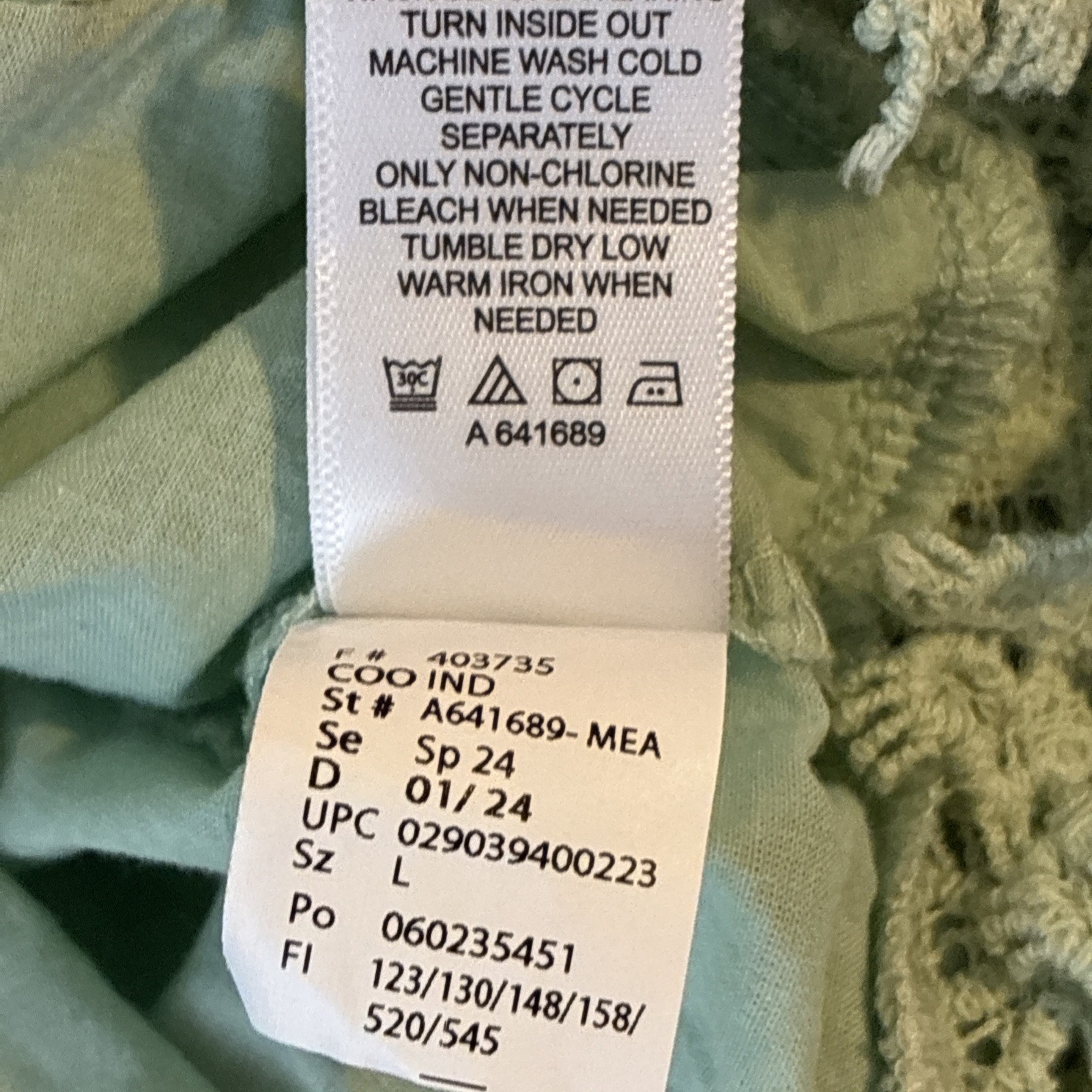 LOGO Top Sz L Lavish Stillwater Green Button Up Scallop Lace Trim 3/4 Length Slv