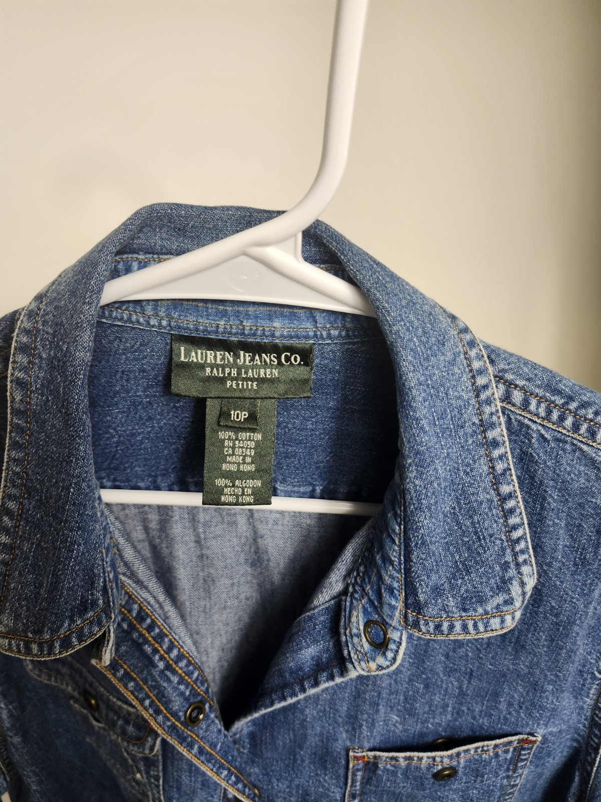 Vintage Lauren Jeans Co. Ralph Lauren Blue Denim Shirt Women’s Size 10P