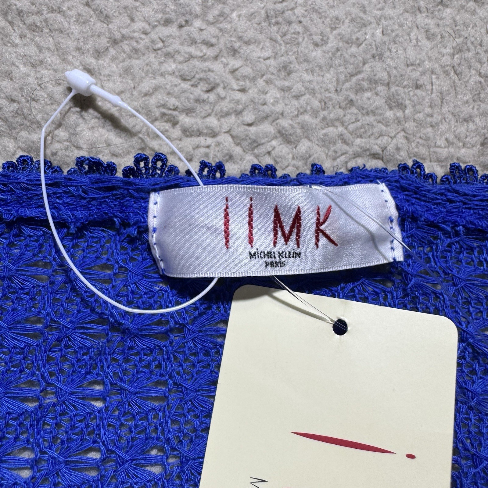 IIMK Michel Klein Top Womens 38 (S/M US) Blue Short Sleeve Button Knit Flowy NEW