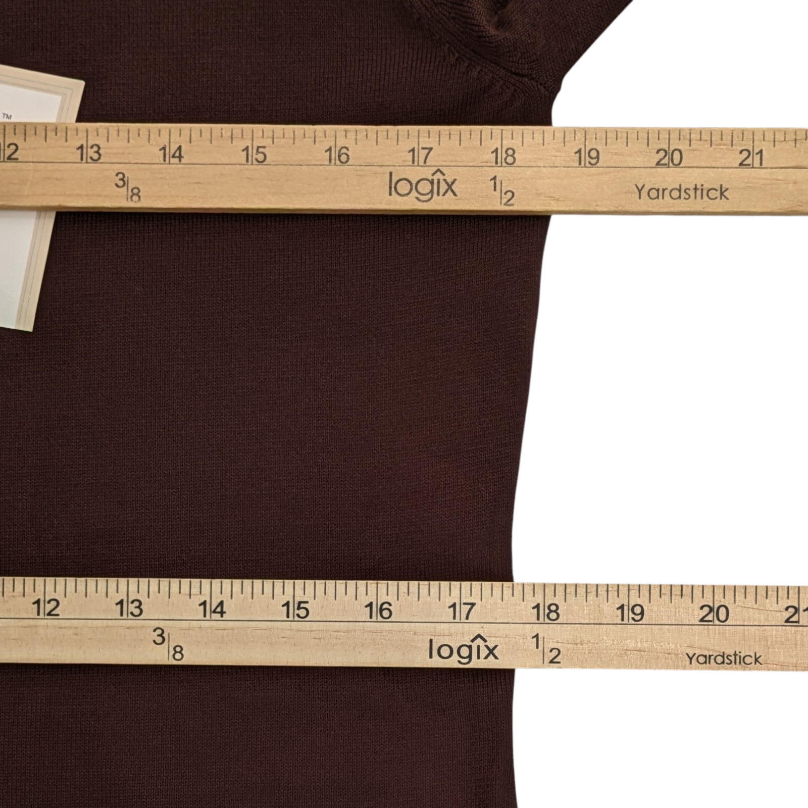 VTG Womens Brown Scoop Neck Knit Top Large 3/4 Sleeve 90s Preppy Minimalist NWT