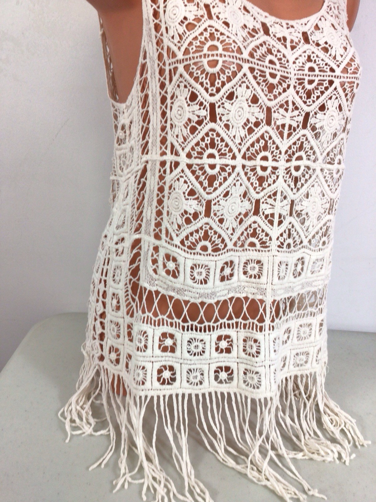 Rue 21 Top Crochet Fringe Coachella Boho Hippie Festival Womens Large
