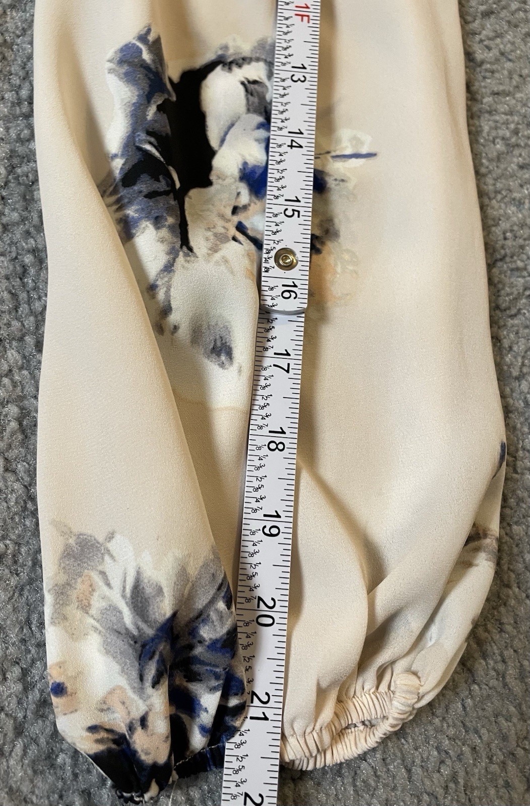 Vince Camuto Floral Blouse Women M Blush Navy Elastic Waist Cottagecore Career