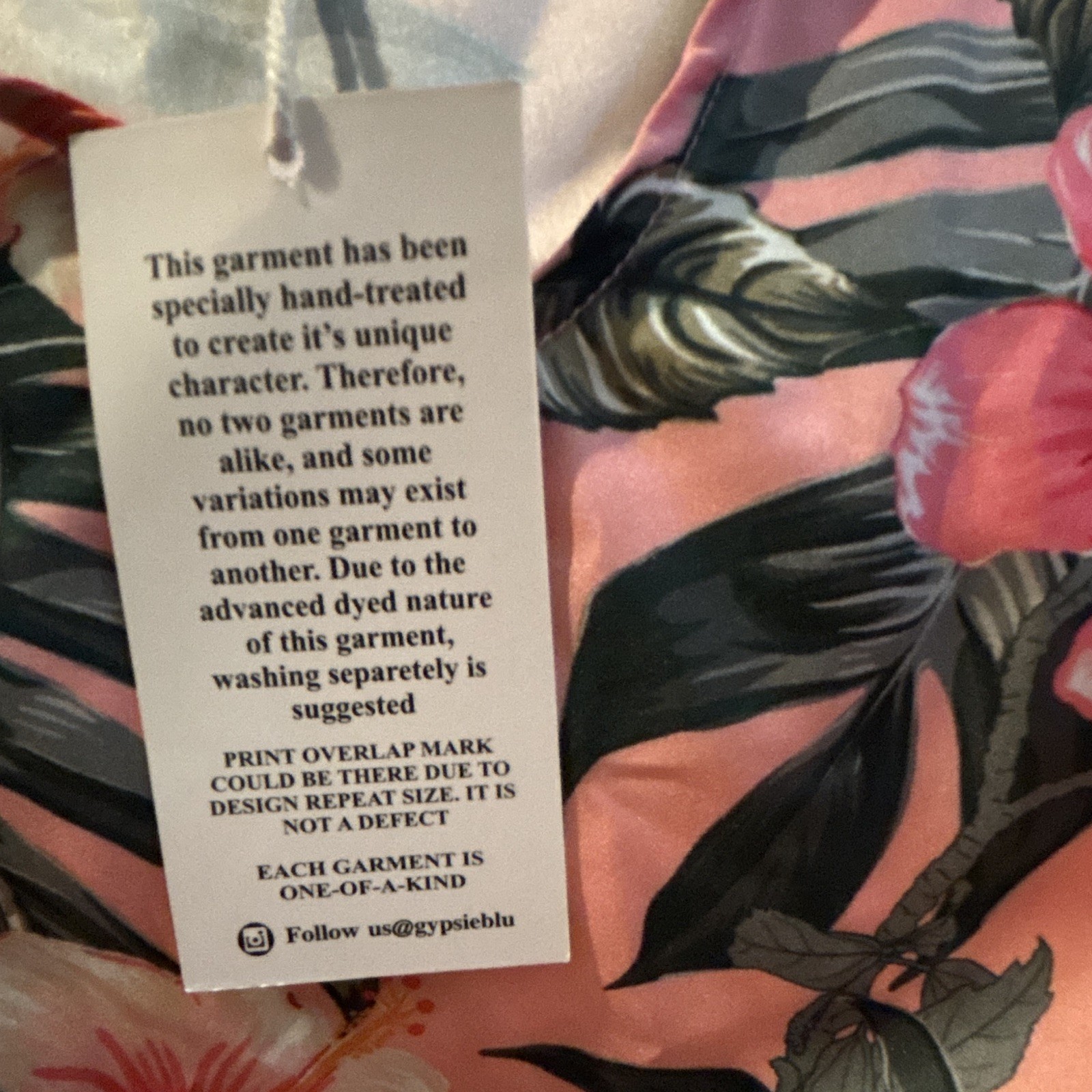 Gypsie Blu Pink Tropical Ruffle V-Neck Flutter Blouse One Size one of a kind