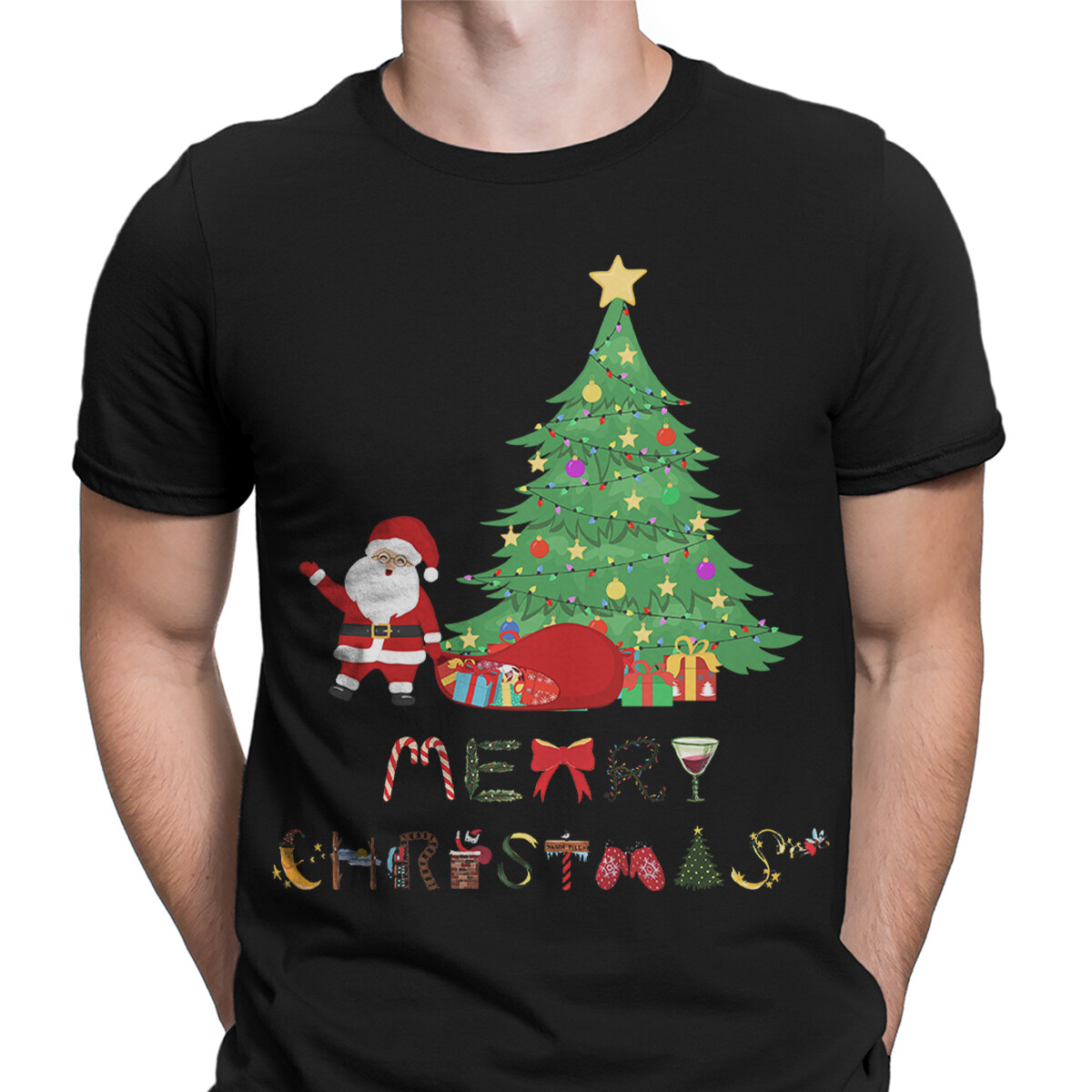 Merry Christmas Graphic T-Shirt for Couples Festive Holiday Tee – Cute #MC#T2384