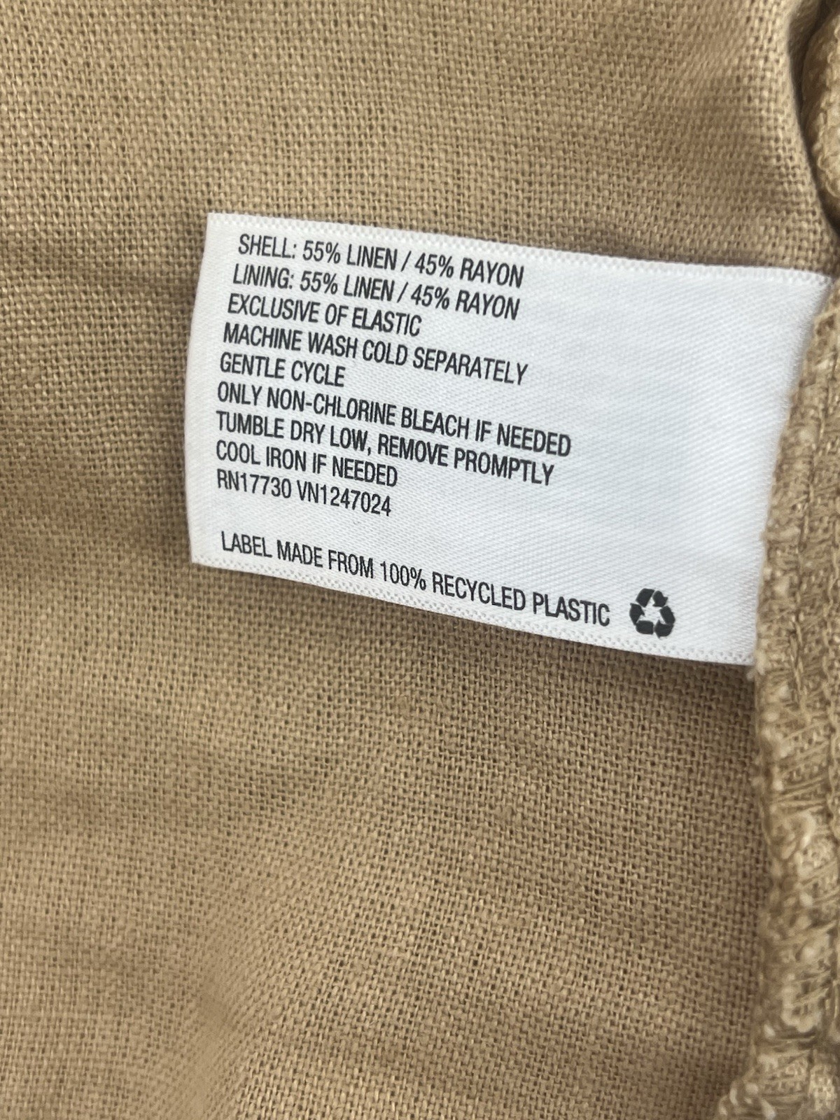 Universal Thread Tan Smocked Front Tie Linen Crop Top L Large