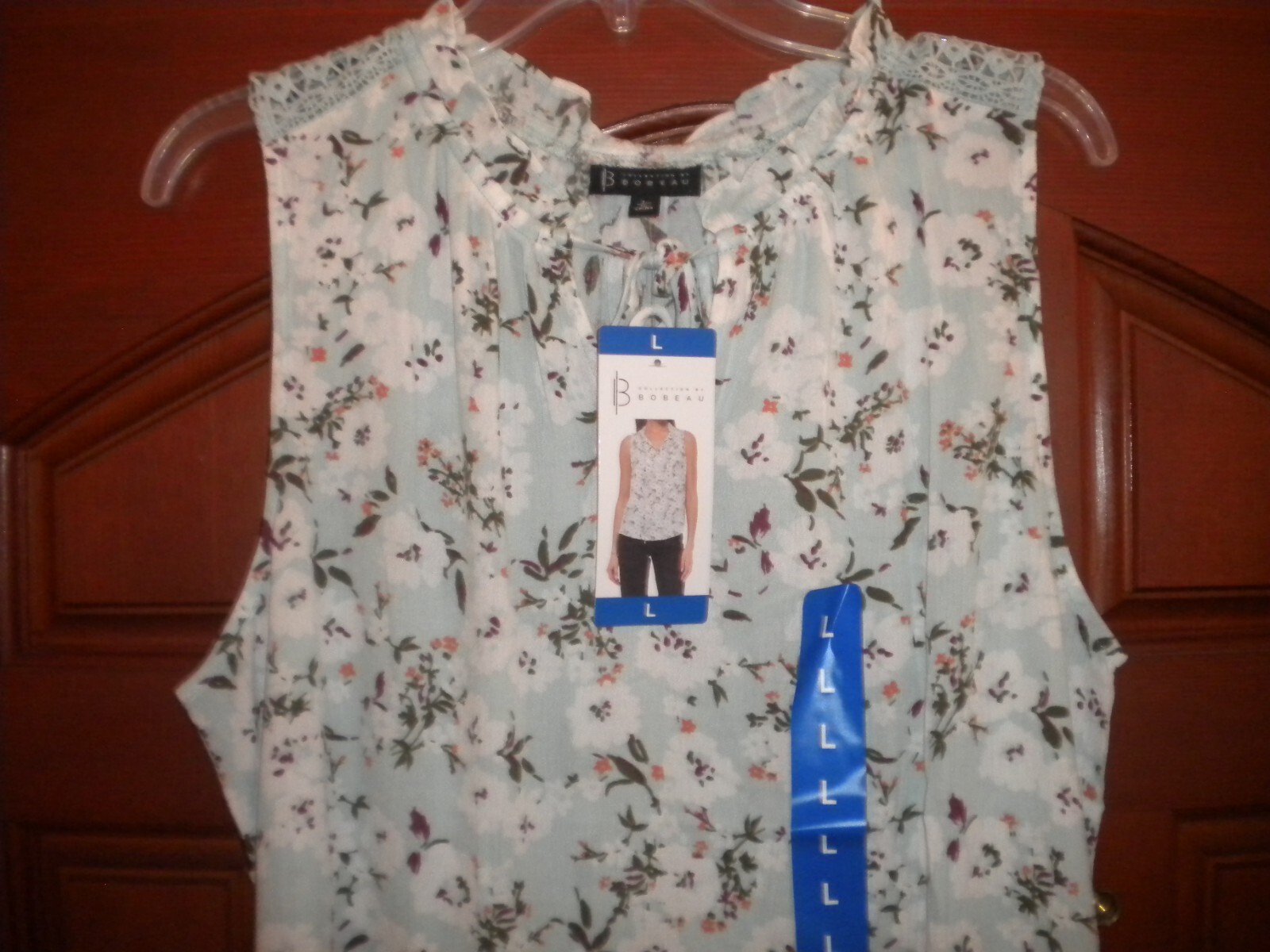 Bobeau Collection Women’s Size Large Mint Floral Rayon Sleeveless Tank Top NWT