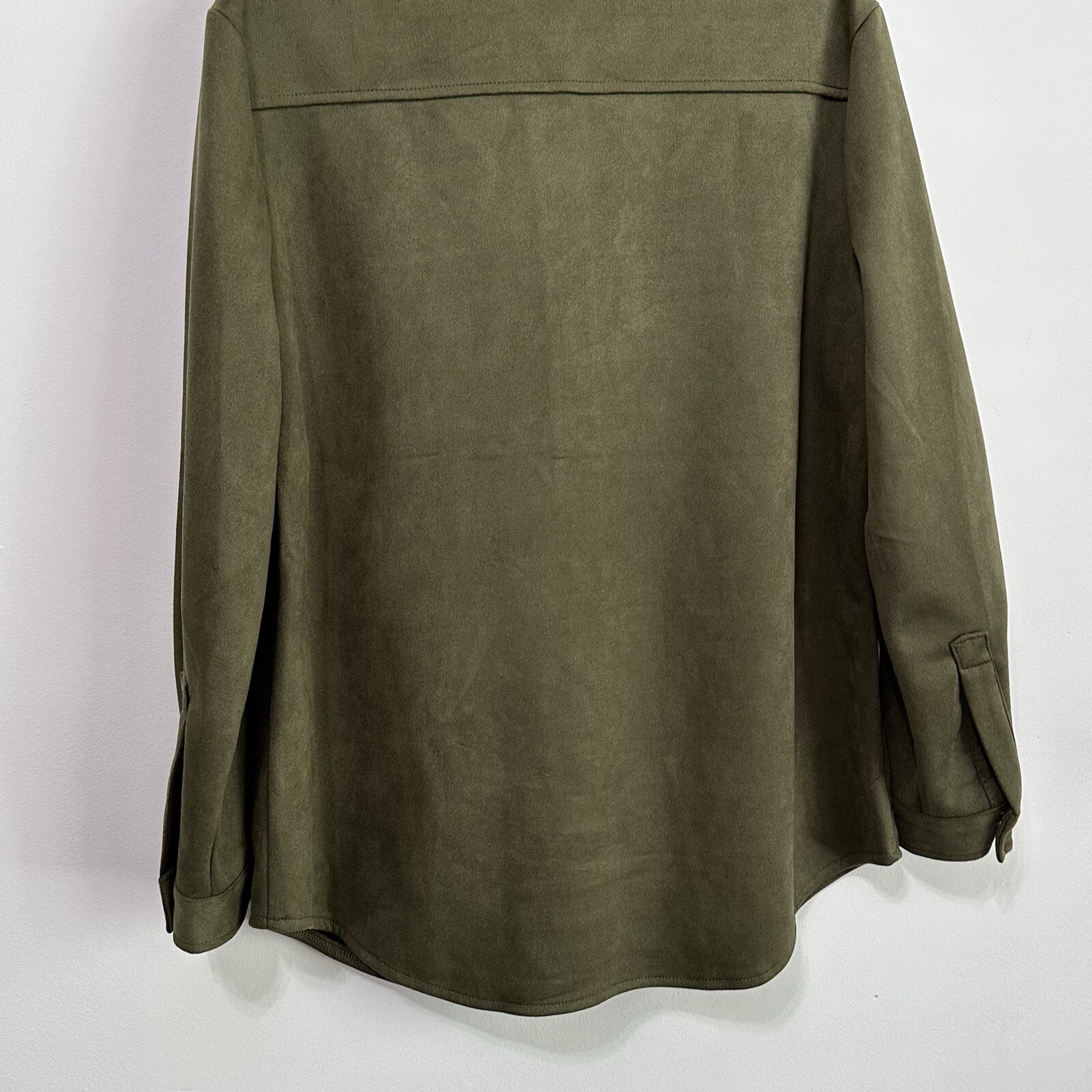 Ninety Clothing Company Snap Front Shirt Olive Small Shacket Soft Pockets NEW