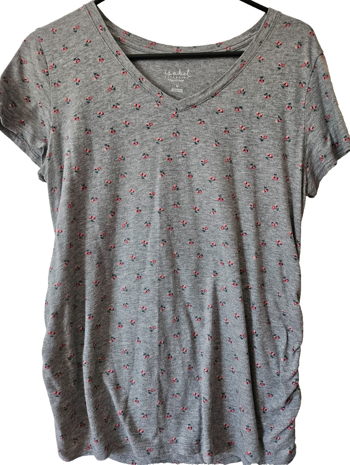 Isabel Maternity Womens T Shirt Size Medium Dark Gray w/ Flowers Cotton / Modal