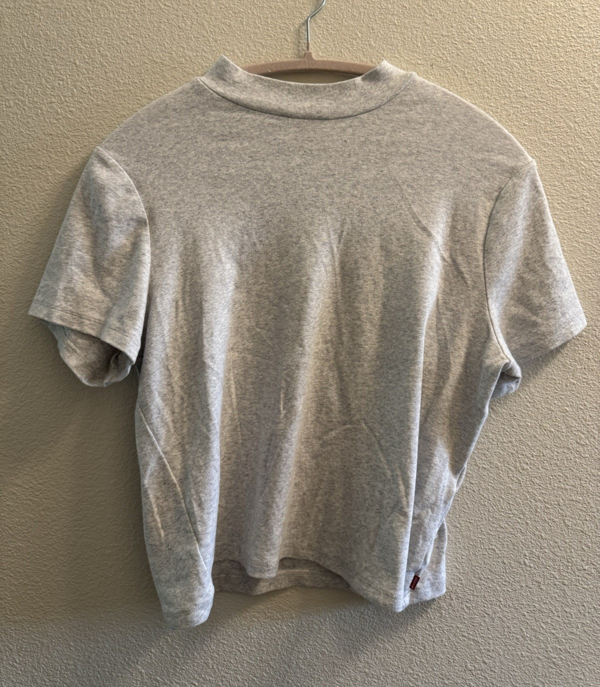 Levi’s Women’s XL Gray Solid Knit Logo Crew Neck Short Sleeve Basic T-Shirt