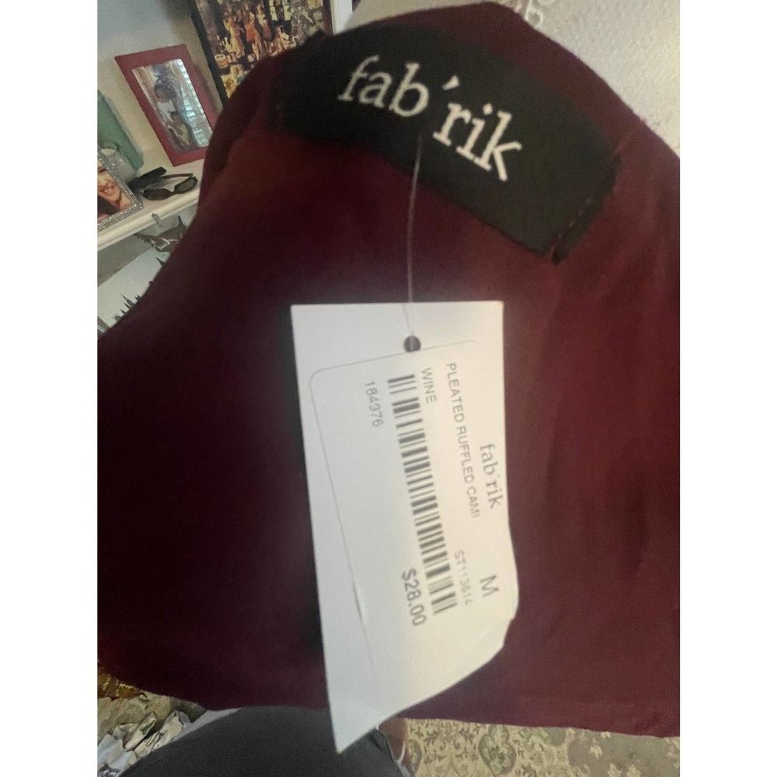 Fab’rik maroon pleated ruffled cami, NWT size Medium