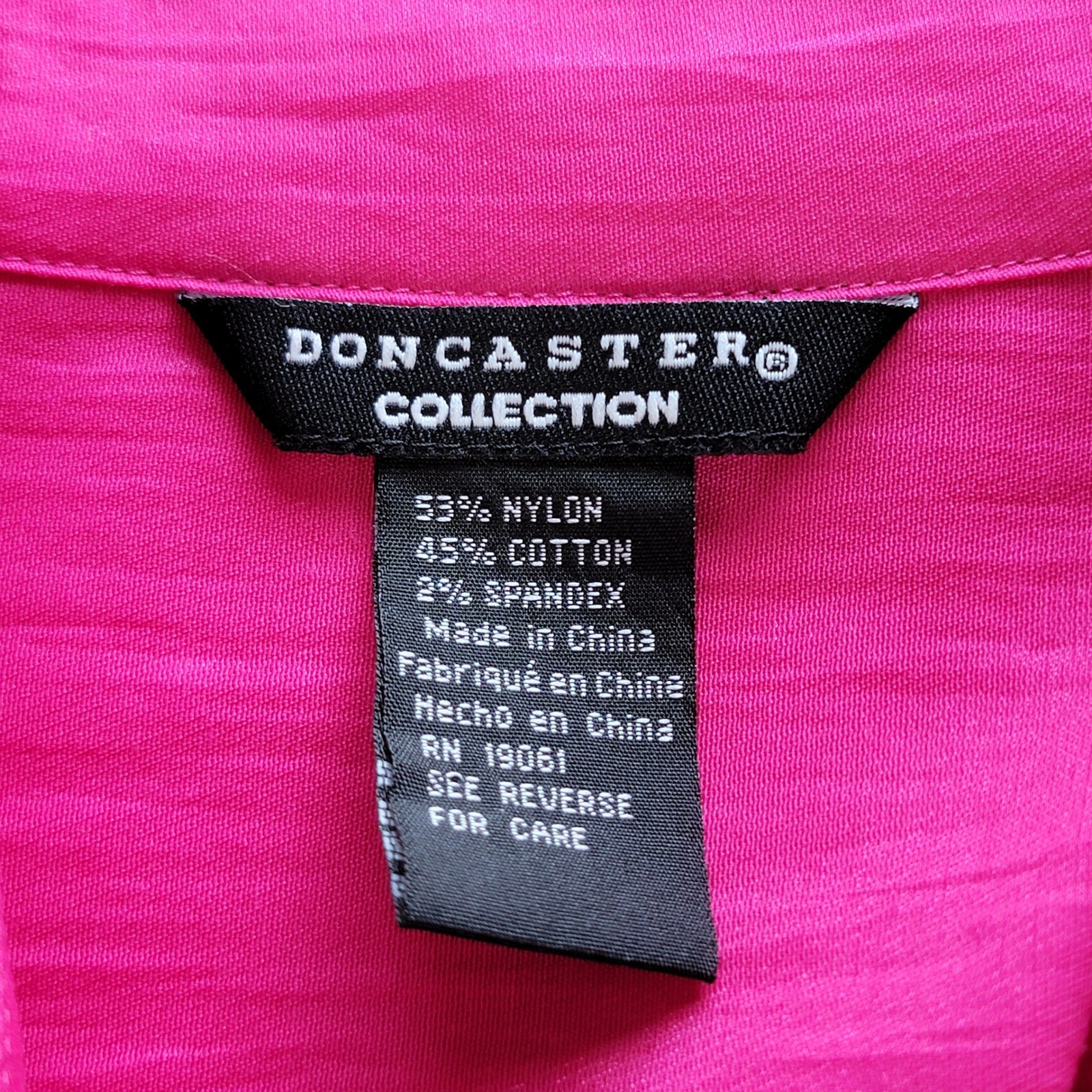 Doncaster Collection Hot Pink Button Down Shirt Oversized Womens 14W