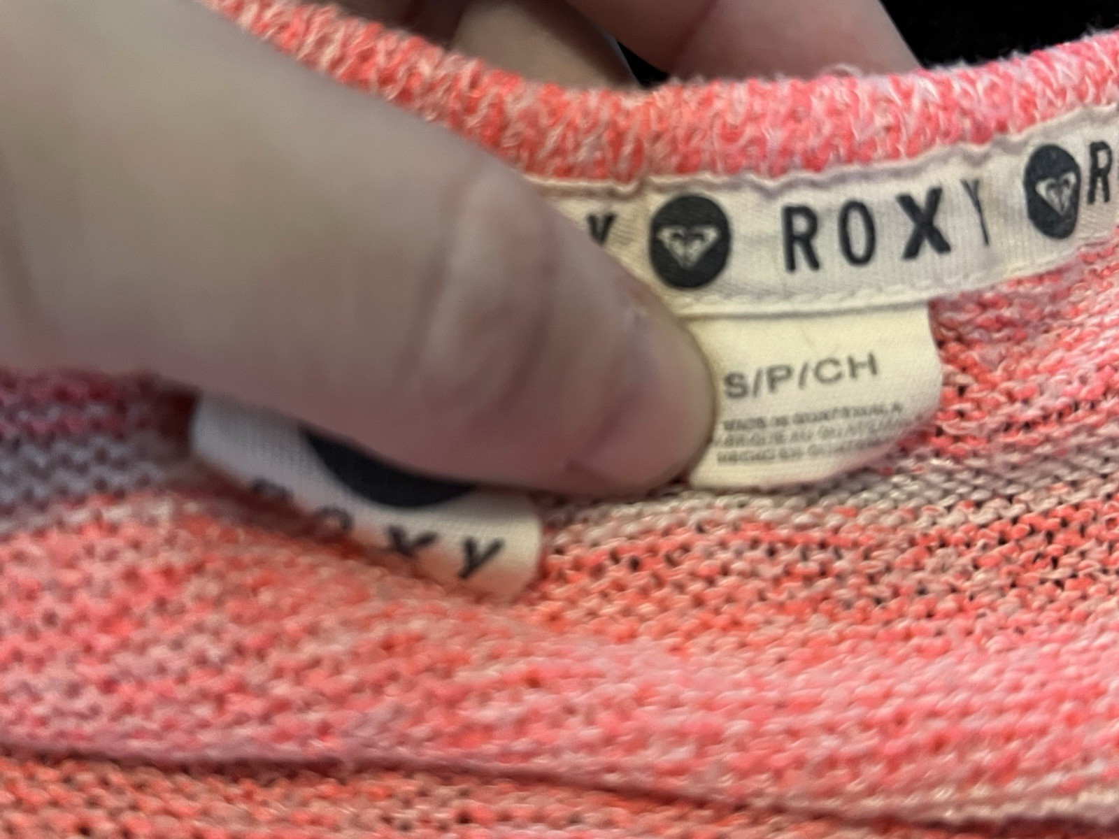 ROXY Womens Without You Scoop Neck Summer Knit Top Pink Coral Stripe Size Small