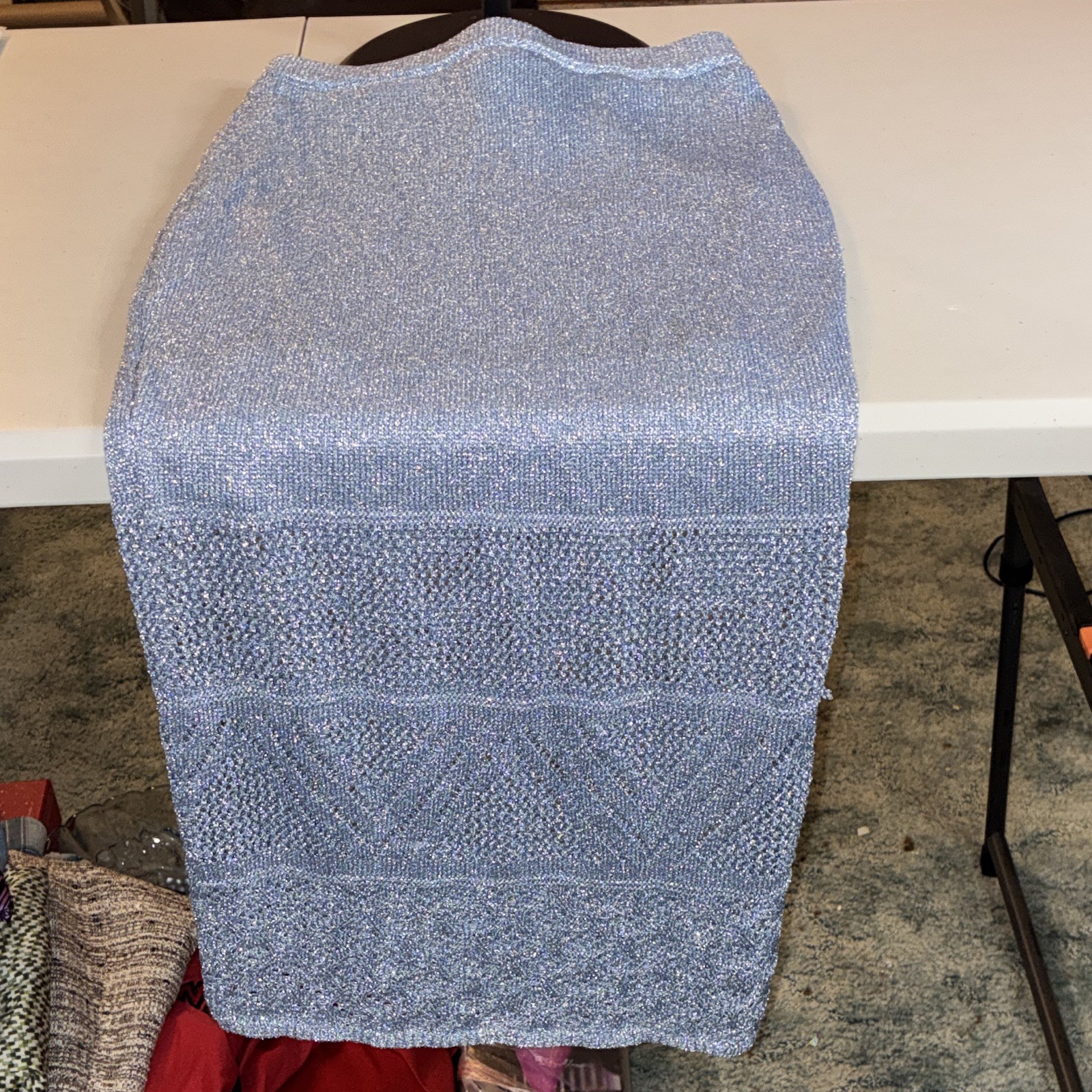 House of Harlow Crochet Skirt and Cropped Tank Slate Color W/silver shimmer READ