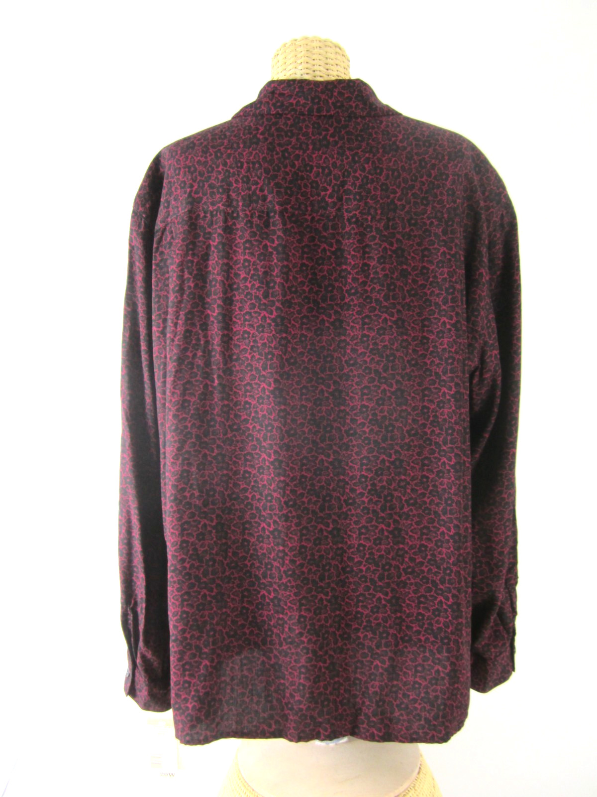 New Vtg Rena Rowan for Savile 20W Maroon Red Black Asymmetric LS Blouse NWT $72