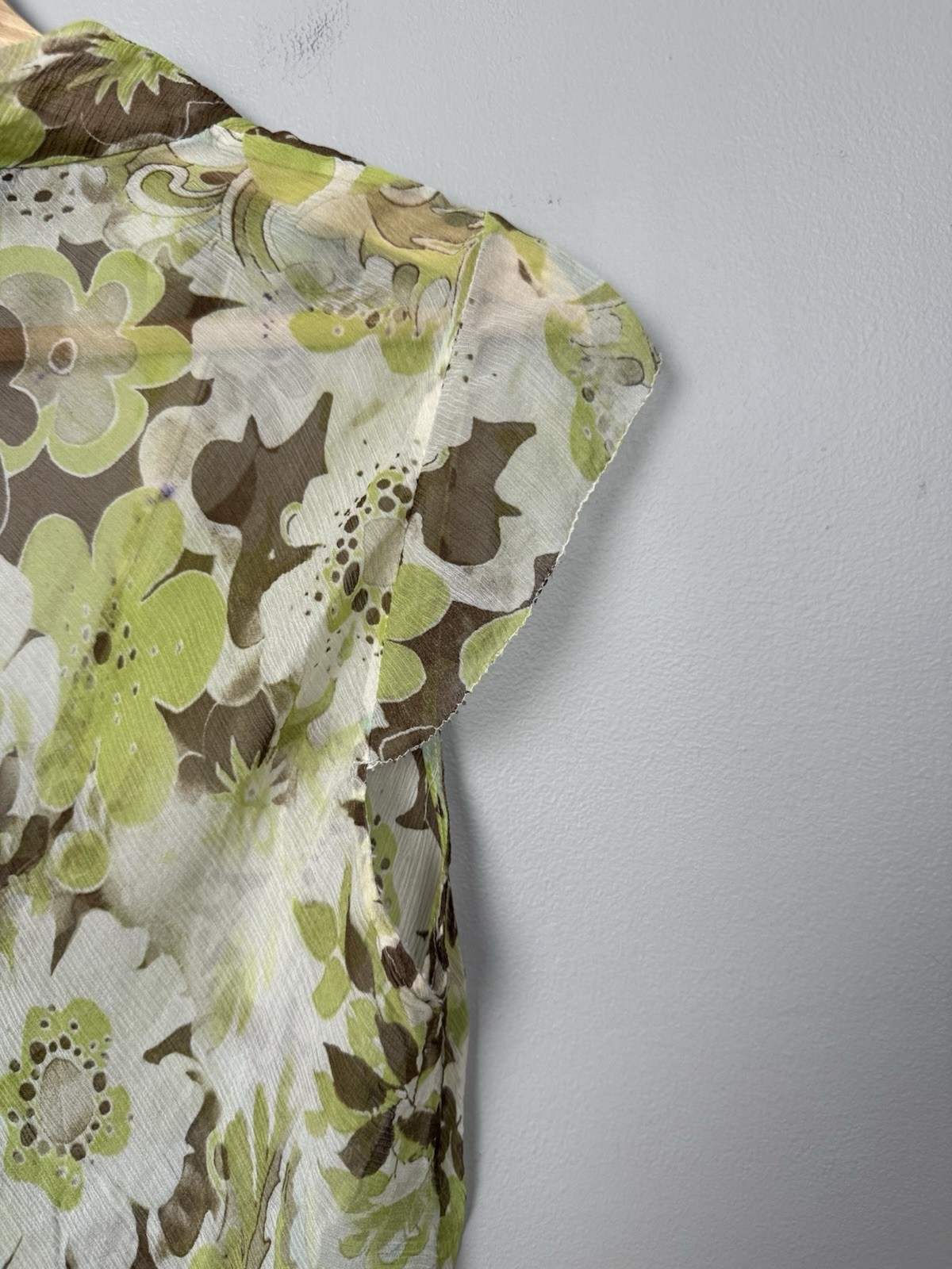 Y2K Express Design Studio 100% Silk Top Babydoll Floral Sheer Fairy 90s 2000s 12