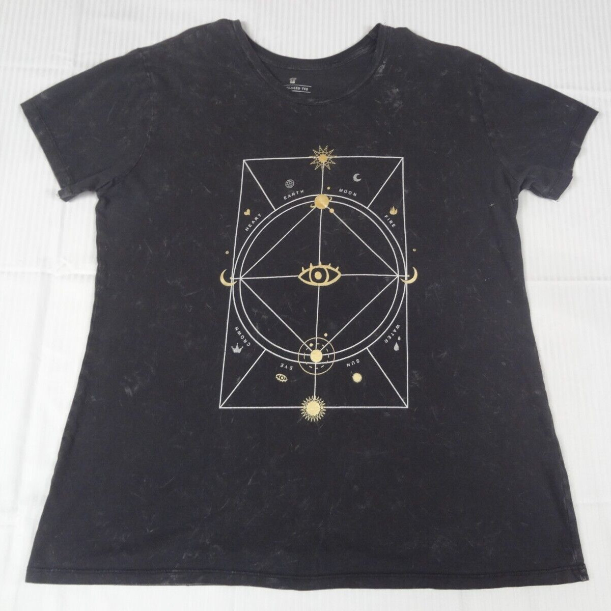 SUN MOON STARS LARGE WOMENS GRAY T-SHIRT J736