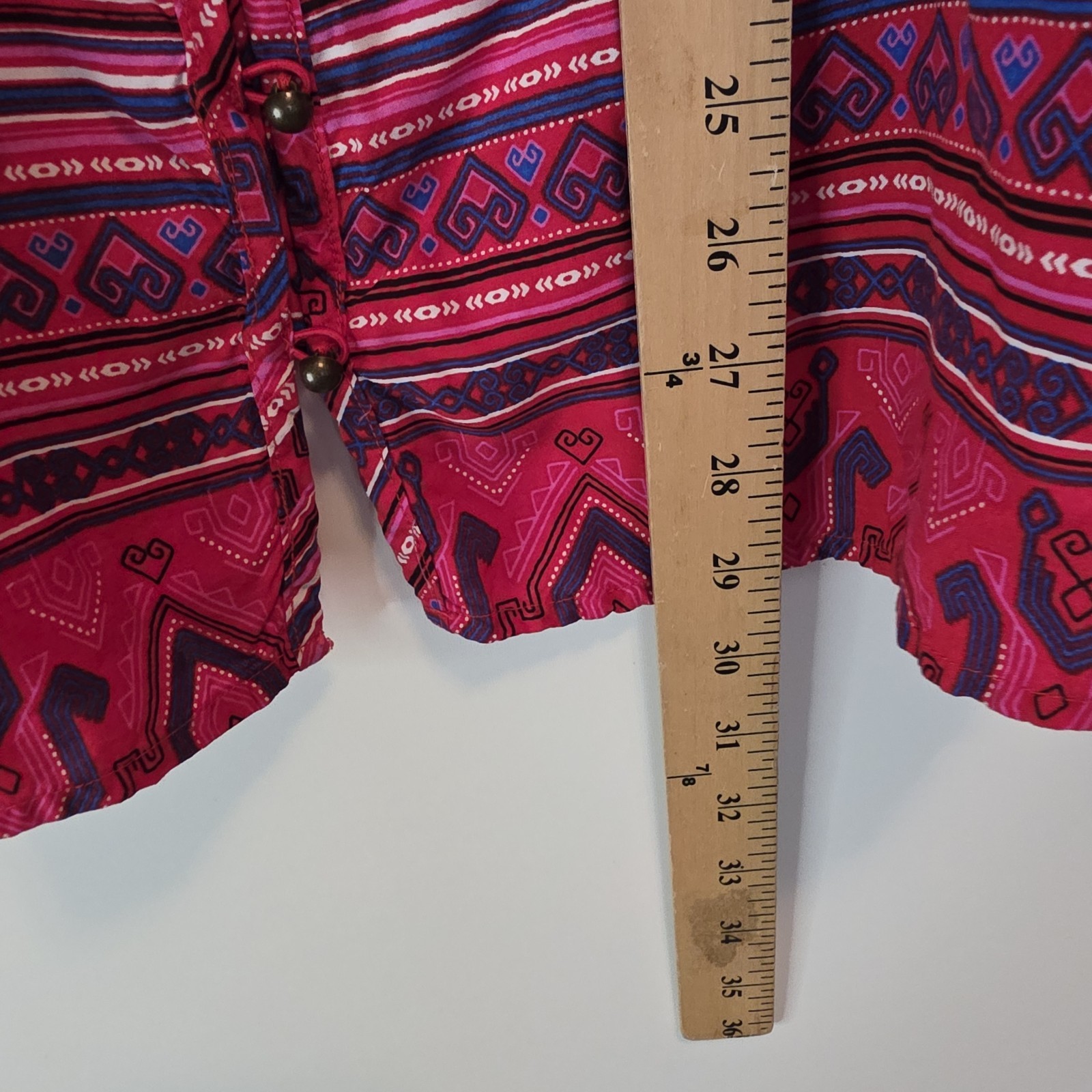 Wrangler Retro Western Blouse Red Aztec Boho Button Front Long Sleeve XL