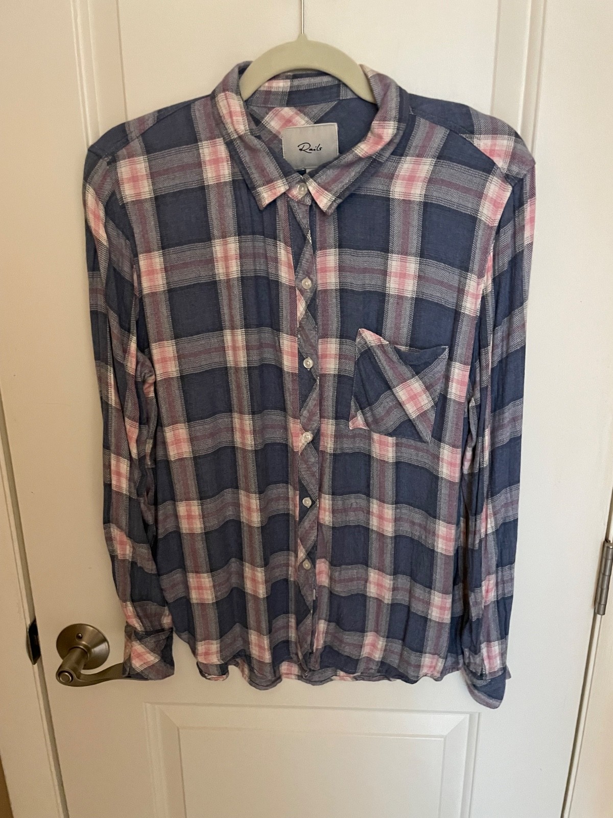 Rails Blue and Pink Plaid Shirt size large