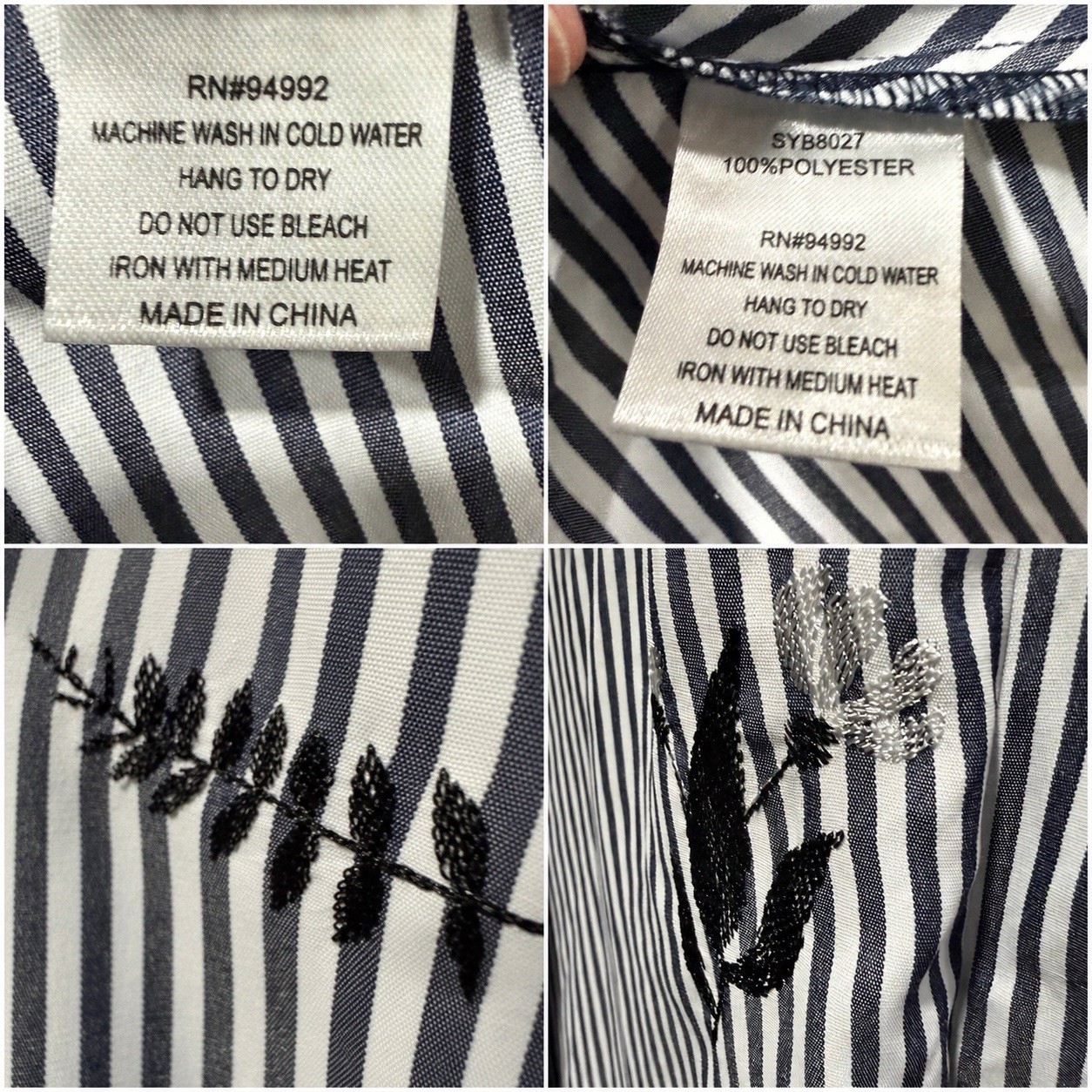 Patrizia Luca Milano Striped Embroidered High-Low Top NWT XL Lagenlook