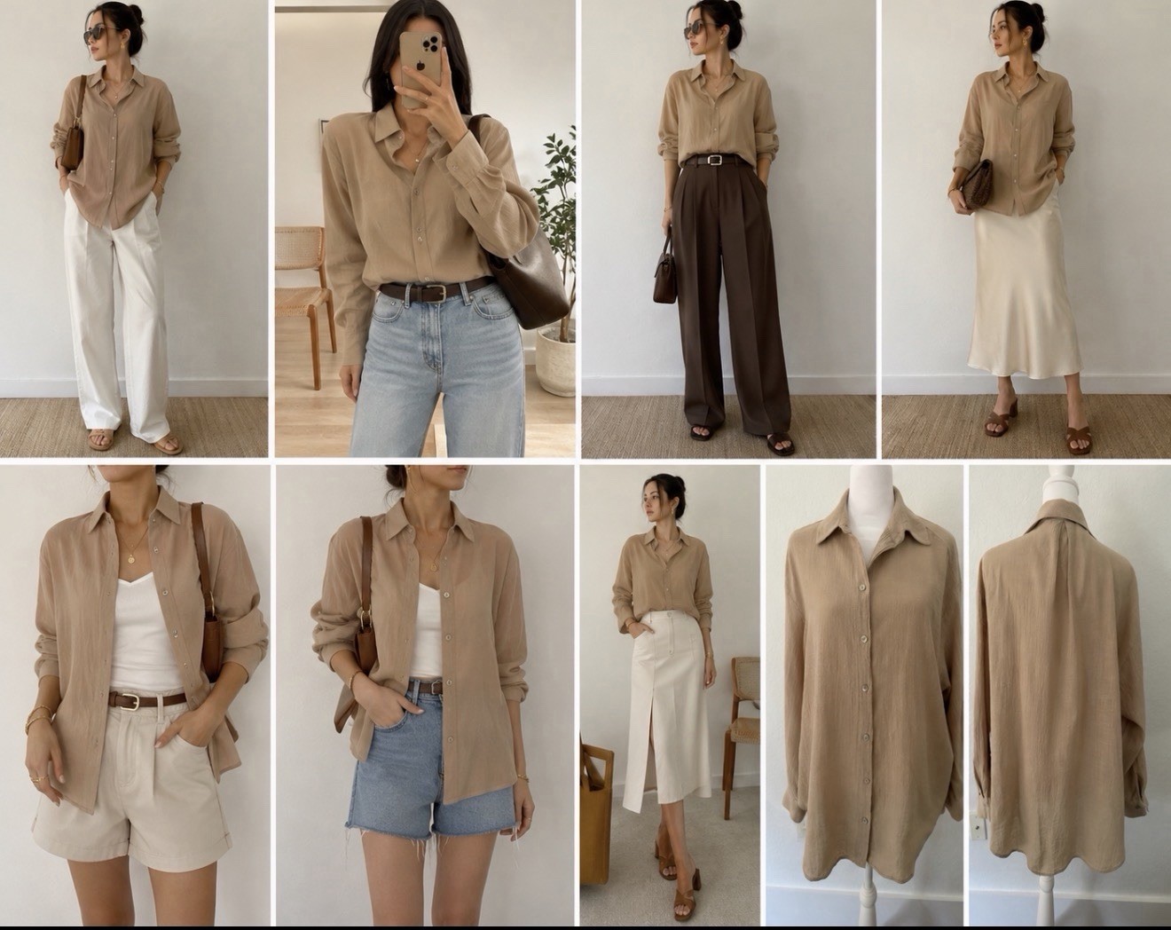 Zara Beige Dolman Sleeve Button-Down Shirt Size S