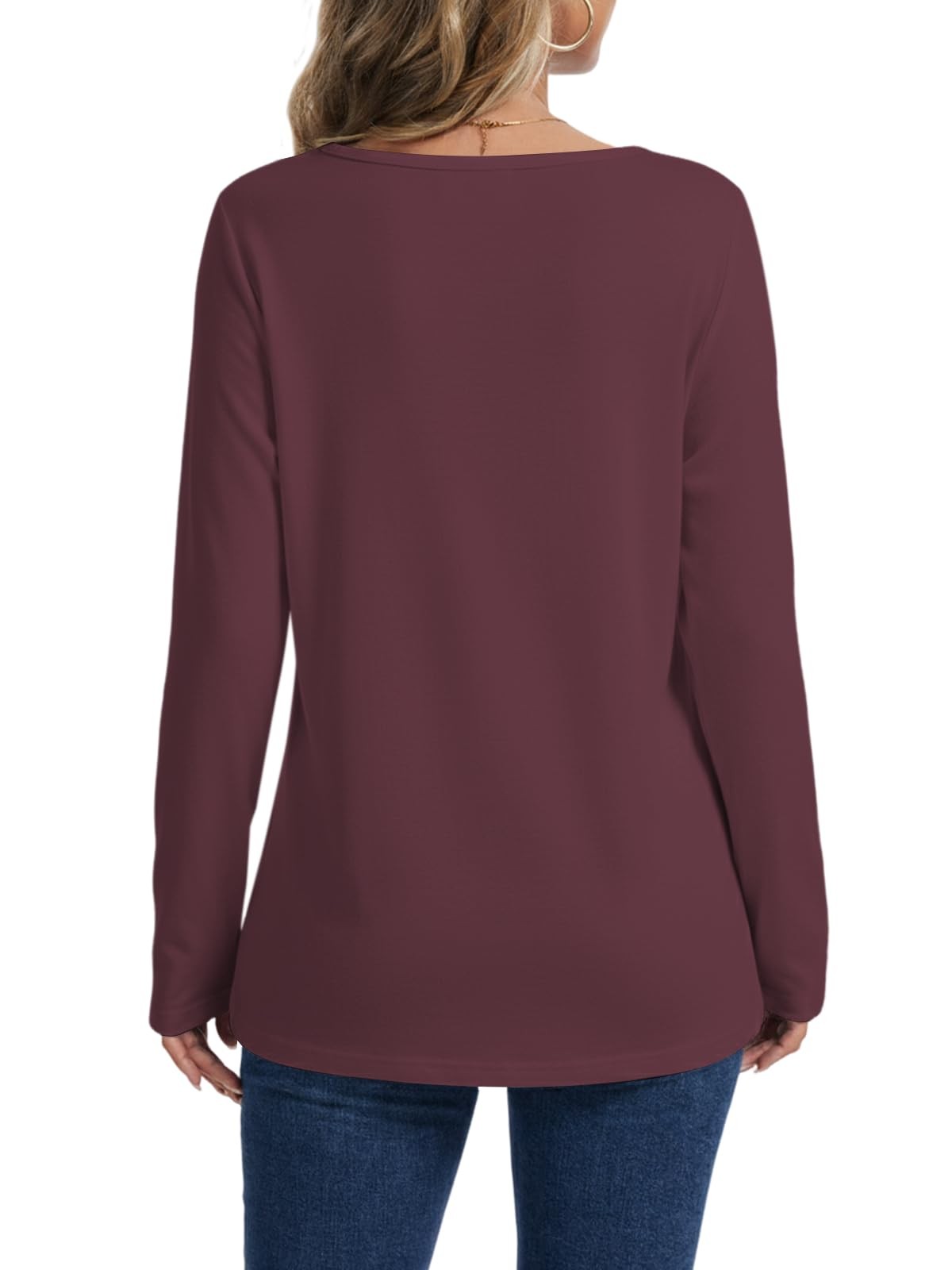 Womens TShirts Crew Neck Shirt Ladies Long Sleeve Solid Color Tops Casua…