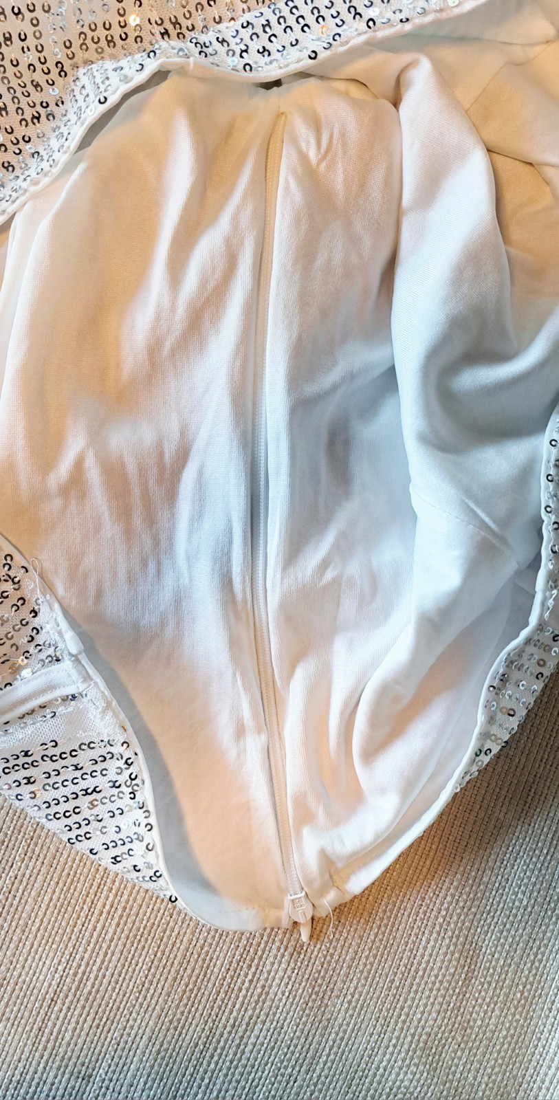 New Women’s Top White Sequin Sparkle Tank Shirt Blouse By Grace Karin Large NWT