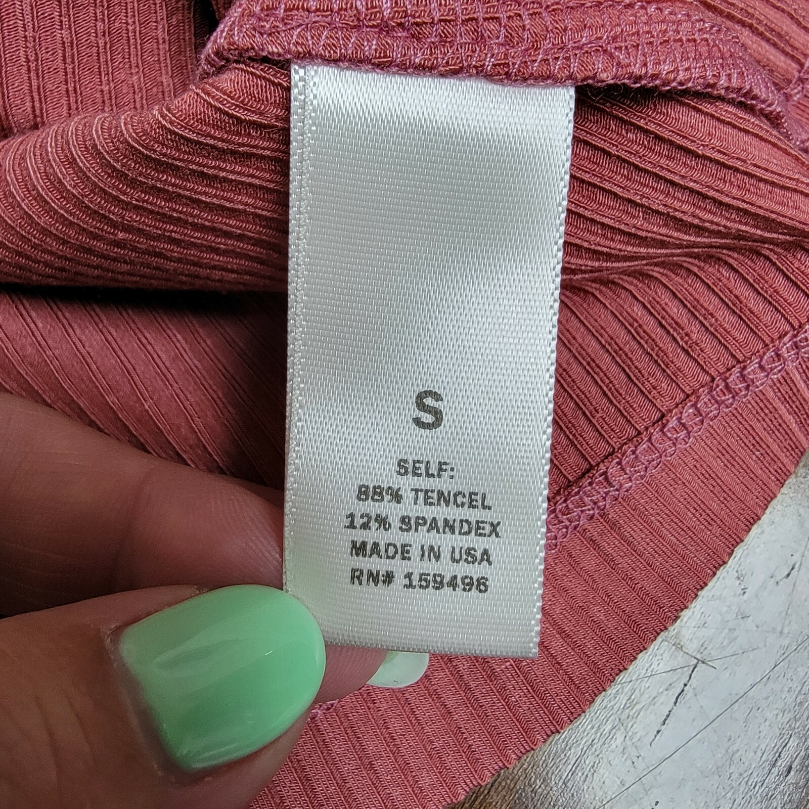 Lett Ventura High Neck Ribbed Tank Top Terracotta Mauve Women’s Size Small
