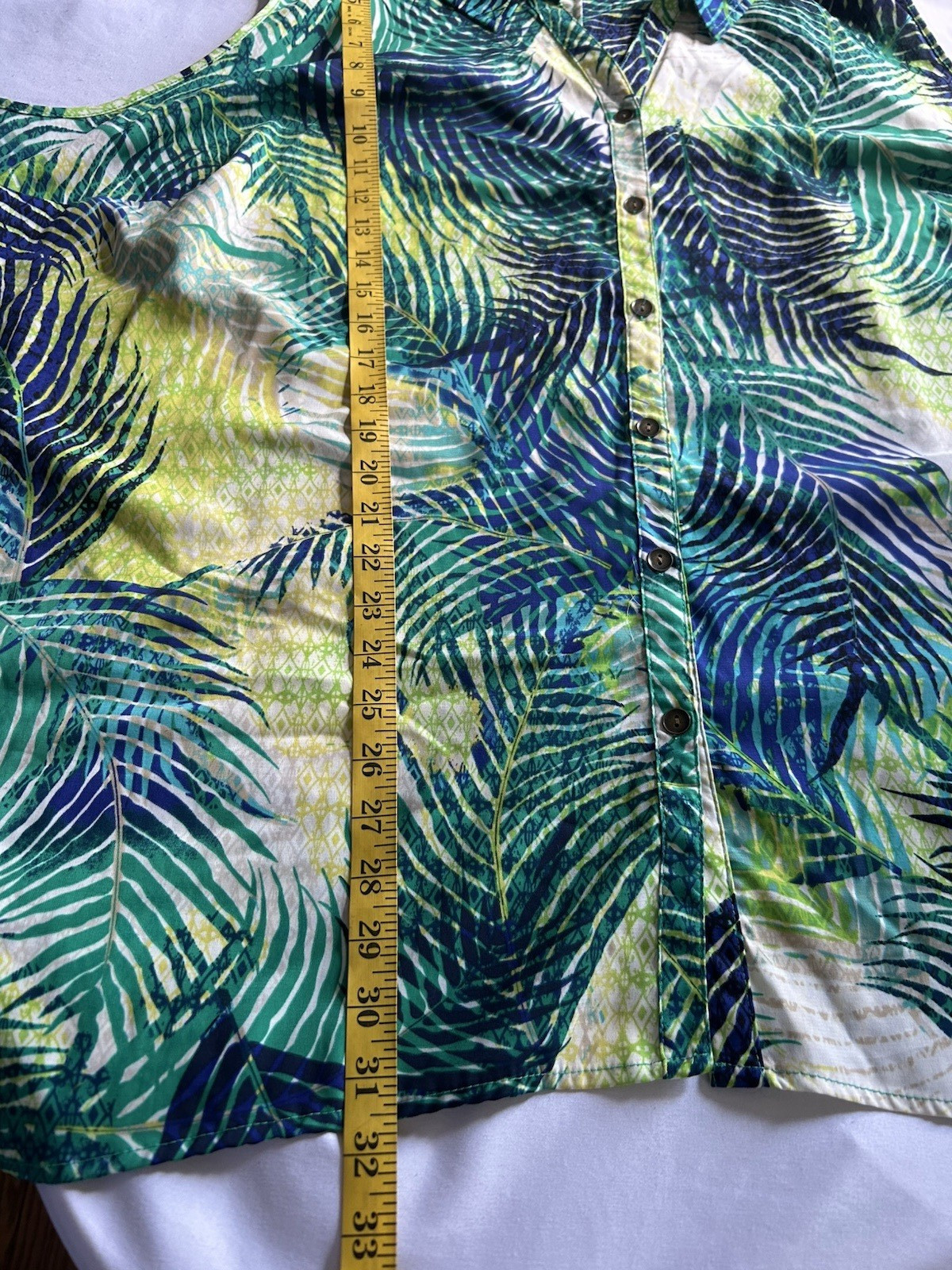 Catherines Tropical Button Collared Sleeveless Blouse Womens Size 4X Green