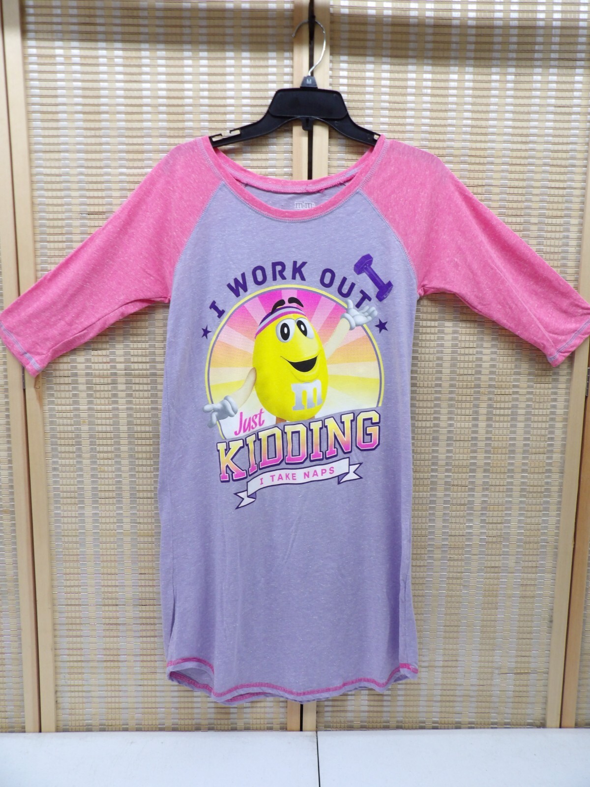 NWOT Women’s M&M’s I Work Out Just Kidding I Take Naps Size S/M Sleeping T-Shirt