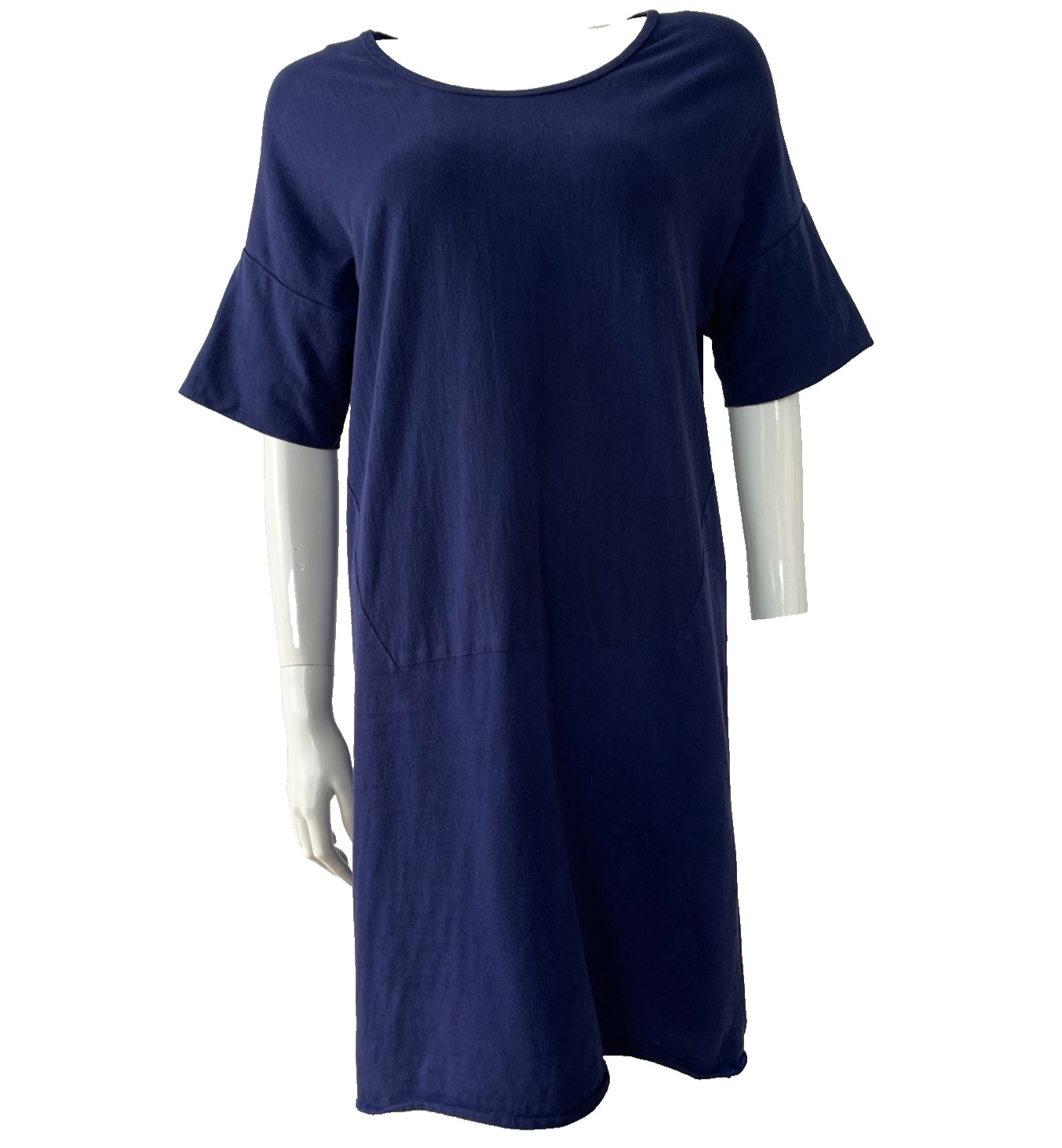 NICOLE FARHI MainLine Dark INDIGO Blue Extra Long Tee T SHIRT Dress Size S 10 12