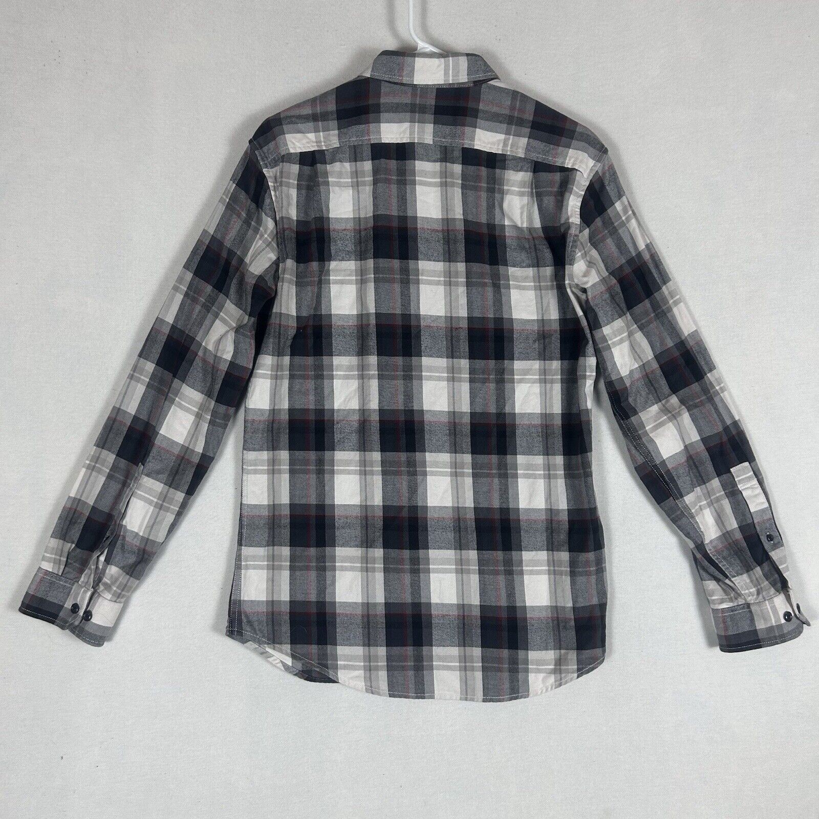 Eddie Bauer Womens Plaid Long Sleeve Button-Down Shirt Size Small Slim Fit Gray