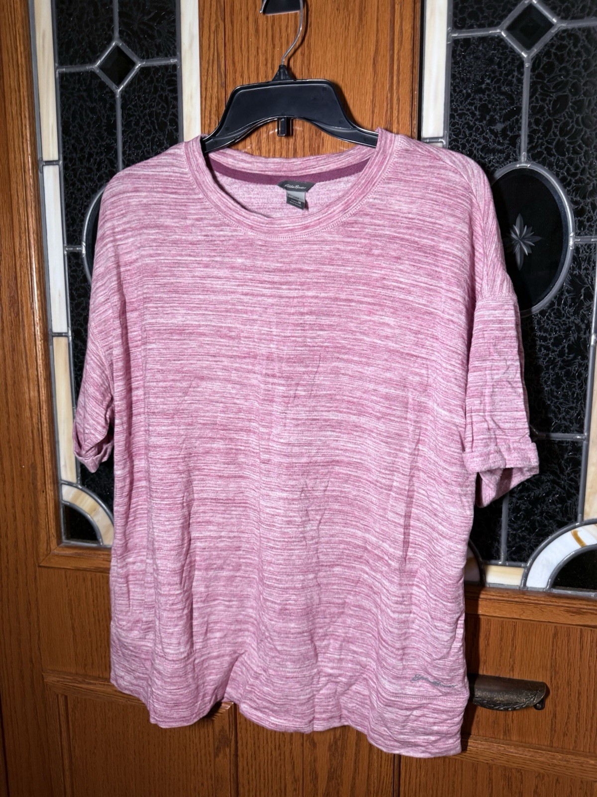 Eddie Bauer Pink Heathered Knit Crew Neck Short Sleeve T-Shirt Women’s M