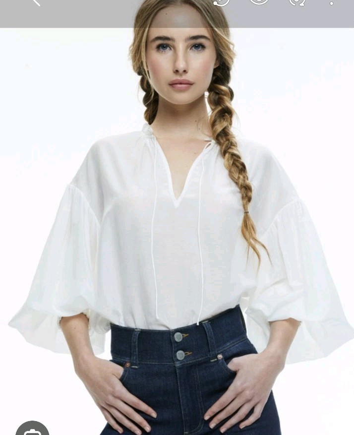 Alice + Olivia Julius Voluminous Blouson Sleeve Blouse Small $350