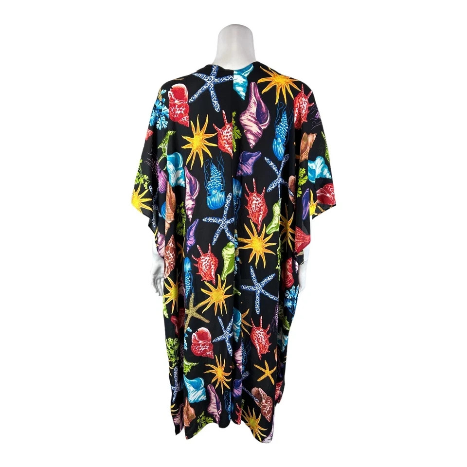Attitudes by Renee Petite Printed Open Front Cardigan Rainbow Sands SZ PXL NEW