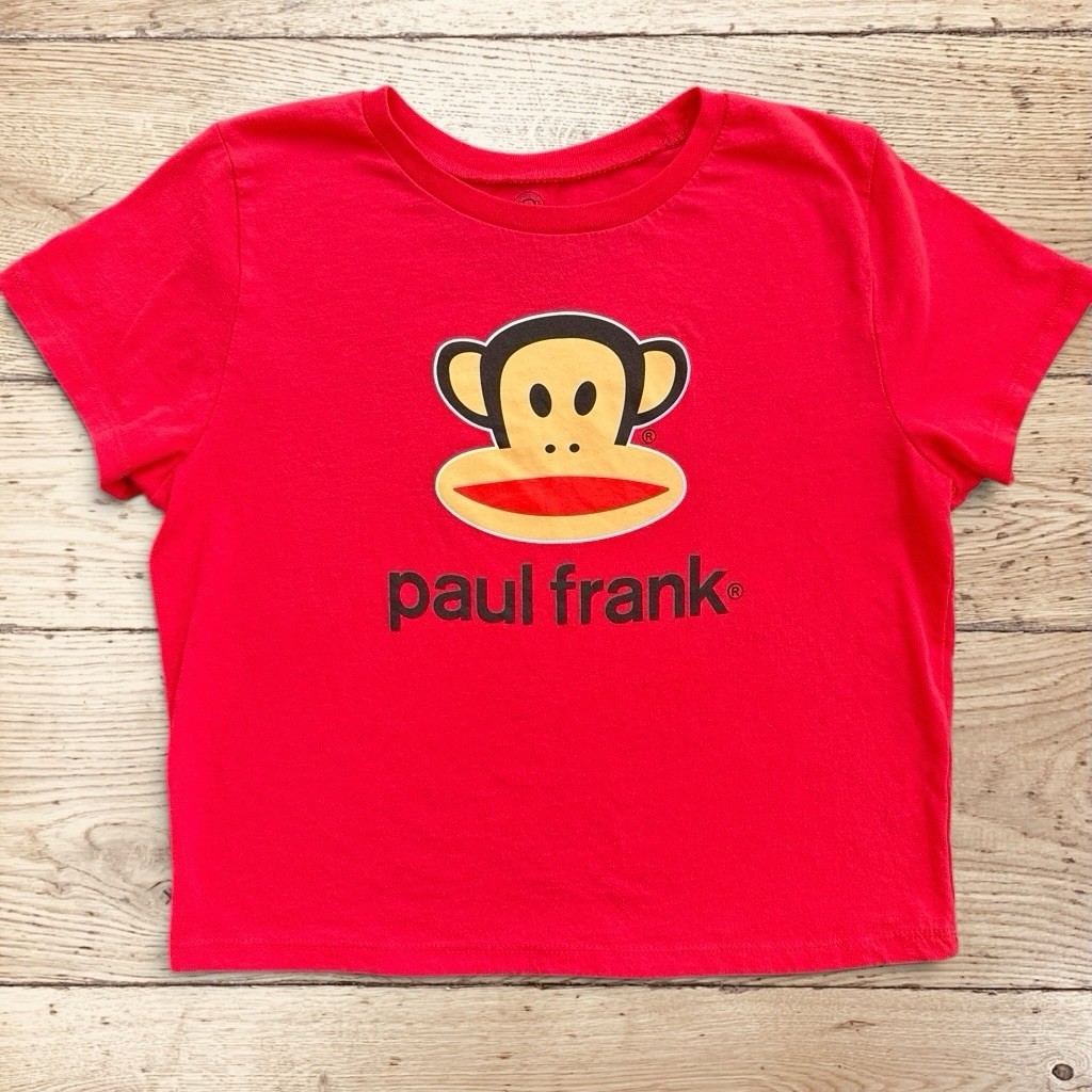 Paul Frank Julius Monkey Red Graphic Print Short Sleeve Crew Tee Kids L Cotton
