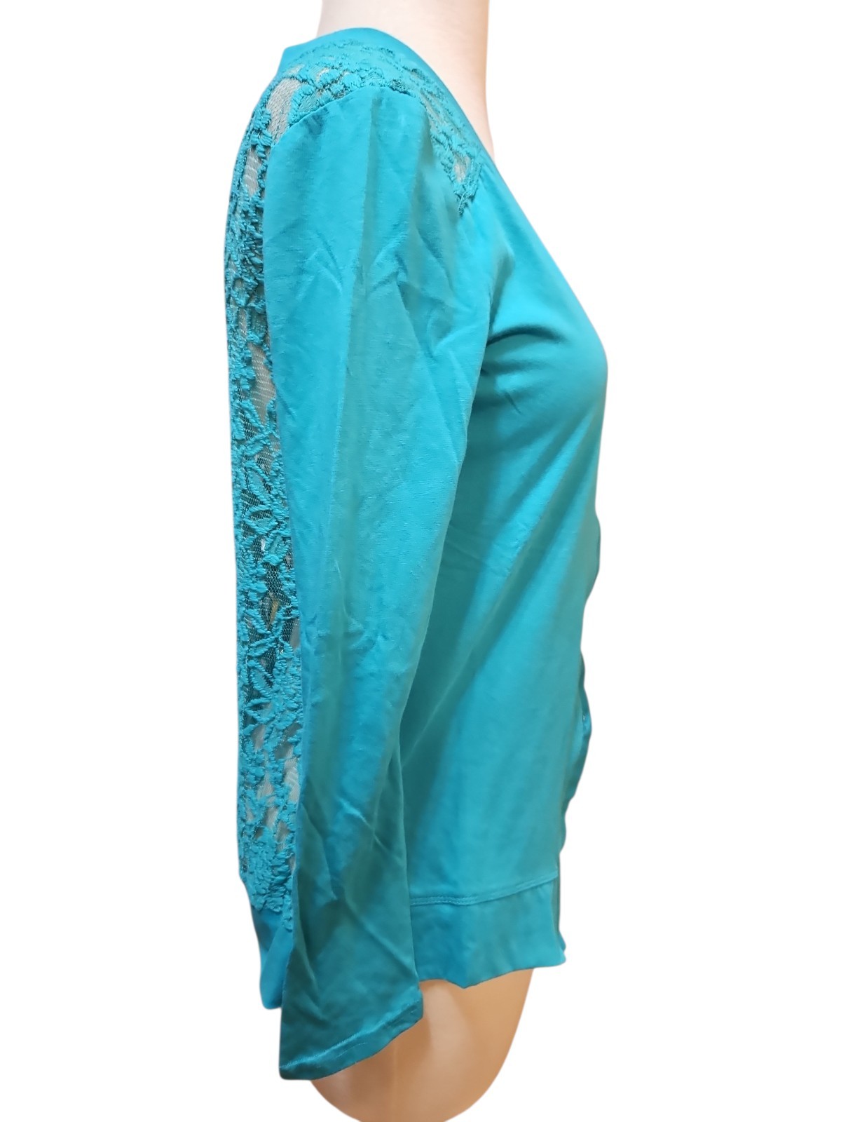 Sofra Cardigan Lace Women M Green Long Sleeve Floral Lightweight Travel Boho New