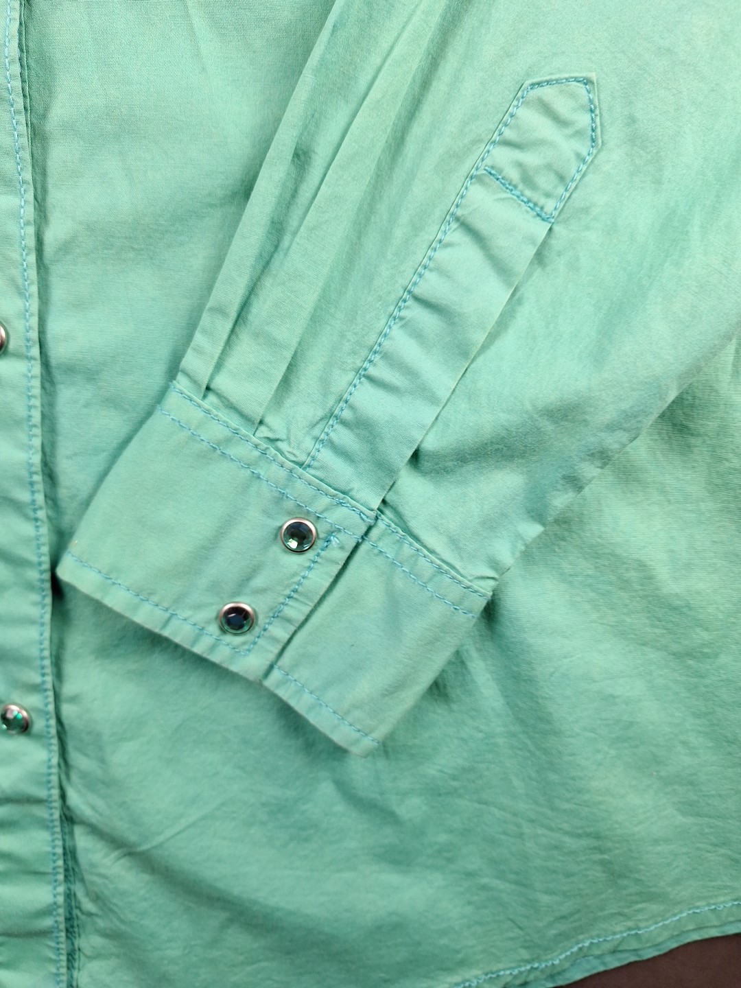 Rock 47 by Wrangler Shirt Gem Snap Embroidery Gemstone Rhinestones Womens Large