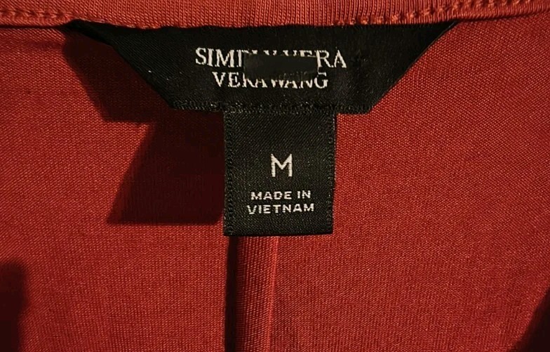 Simply Vera Vera Wang Burnt Orange Solid V-Neck Ruffle Short Sleeve Blouse M