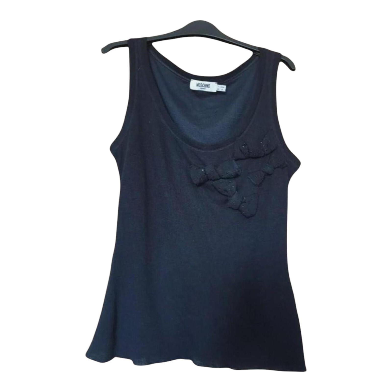 Moschino Jeans Y2k Black Vest With Bow Detail Uk 10 – designer