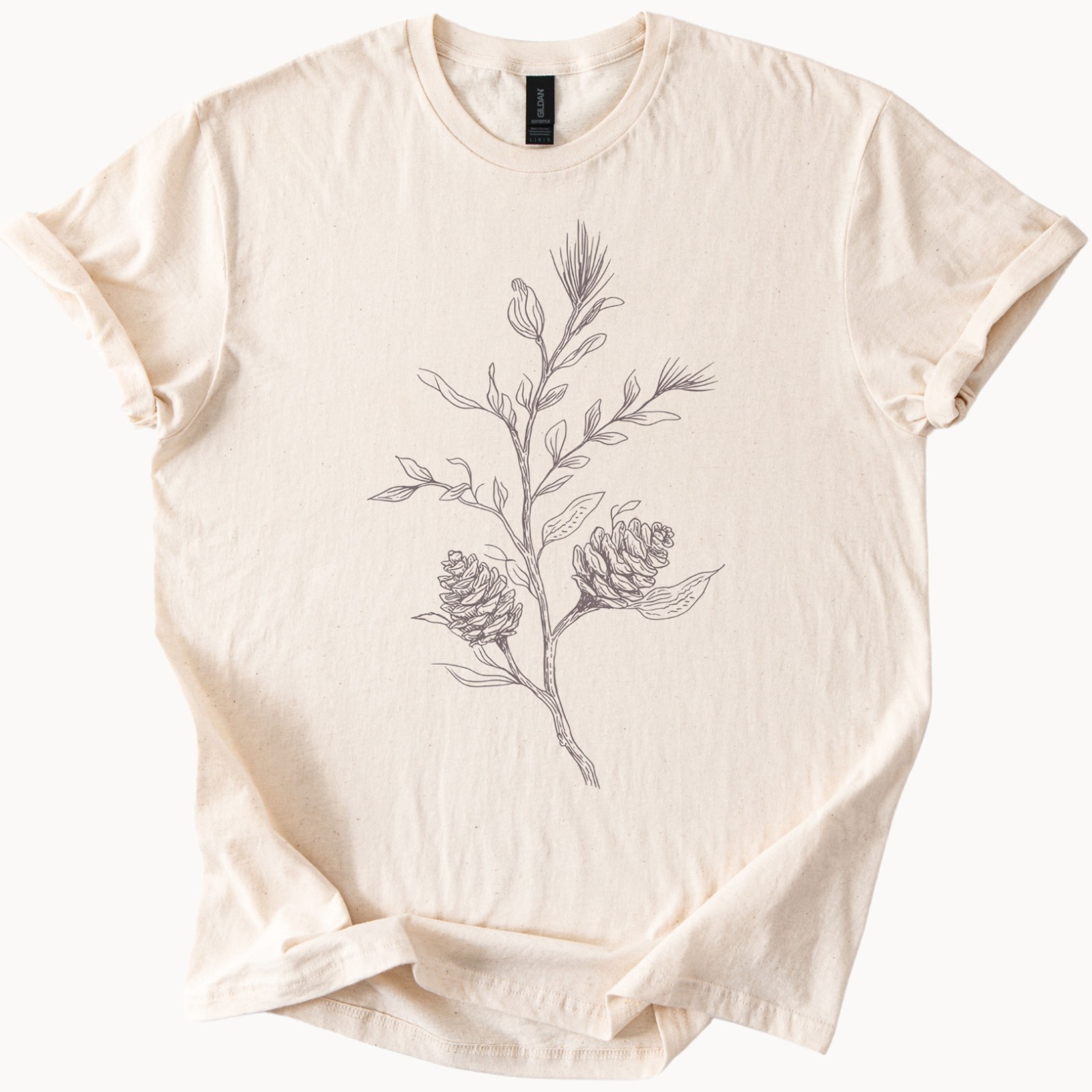 Pine Cone Botanical Graphic Tee Nature Inspired Plant Shirt Outdoor Style