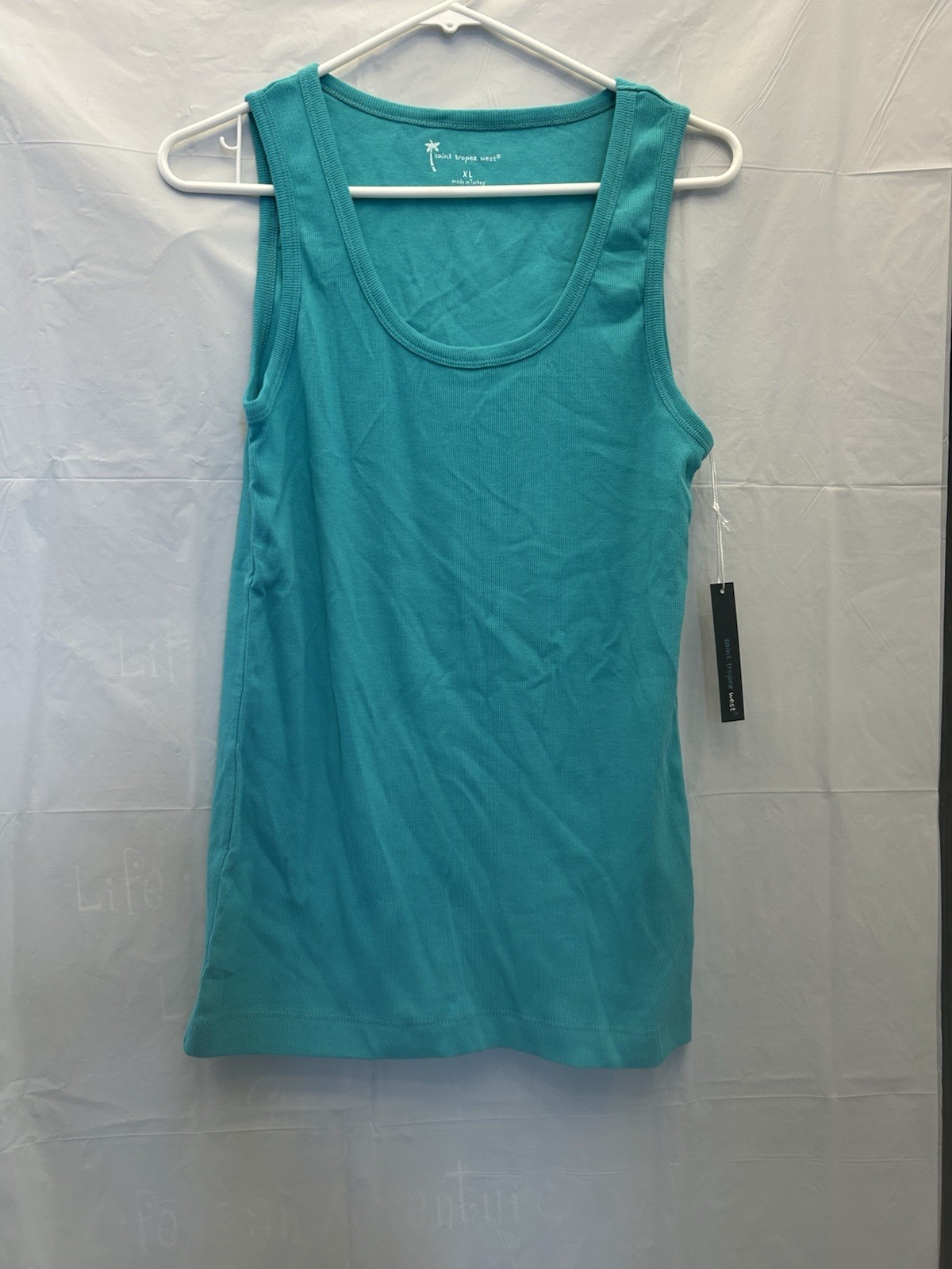 Saint Tropez West Junior’s Turquoise Tank Top 95% Cotton/5% Spandex Sz XL NWWT