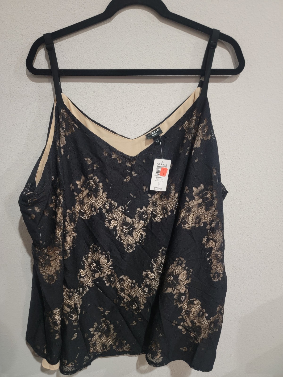 Torrid Sophie Lace Cami Black Over Tan Sleeveless Plus Size 5 5X 28 NWT New