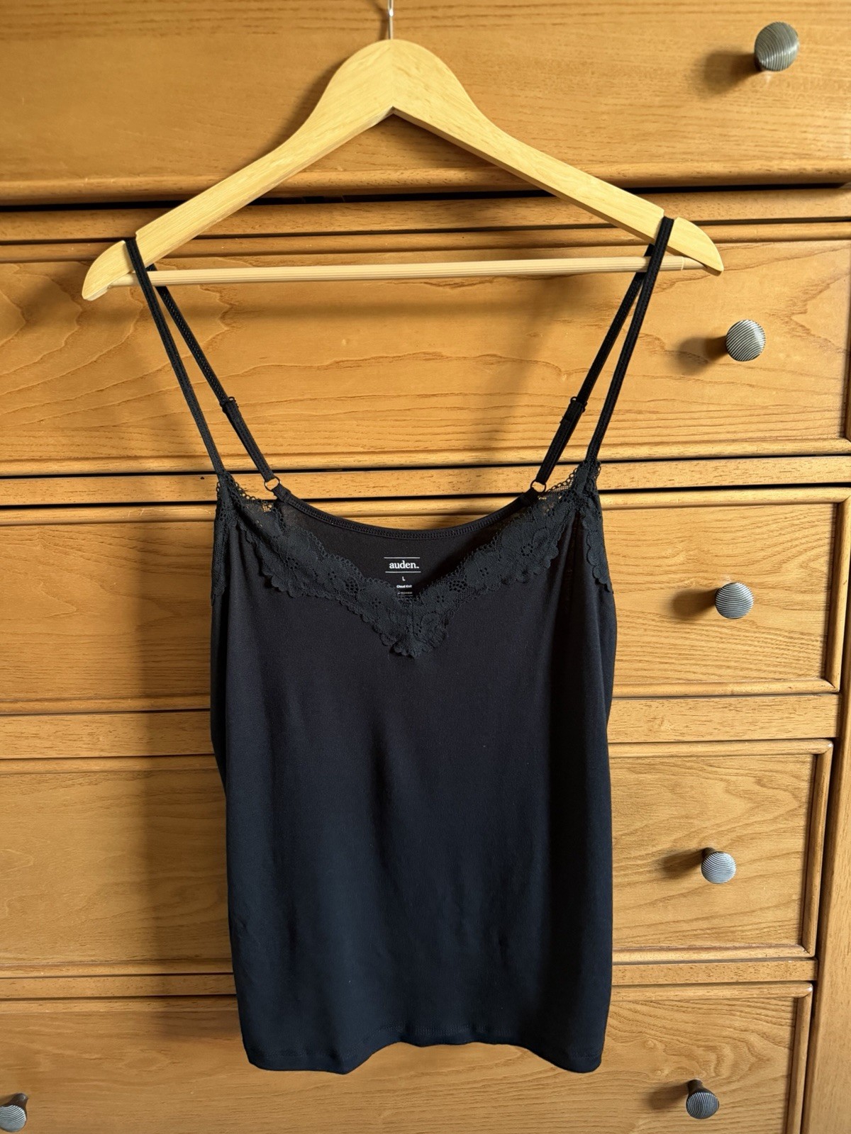 NEW Auden Cami Womens Size Large Black Modal Blend Lace V-Neck Sleep Lounge