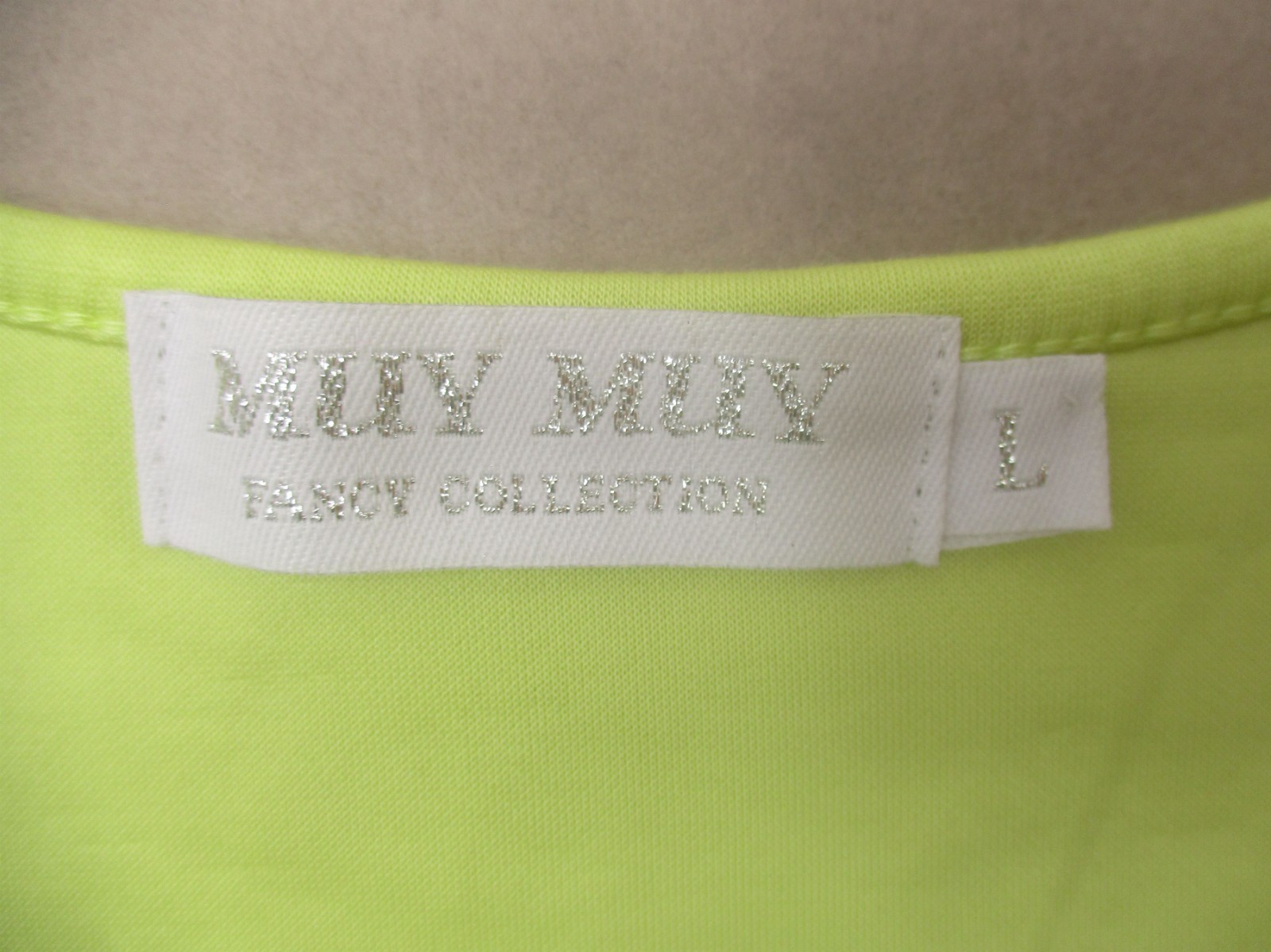Muy Muy Size L Womens Yellow Cotton Blend Sequin Straps Stretch Beauty Top 433