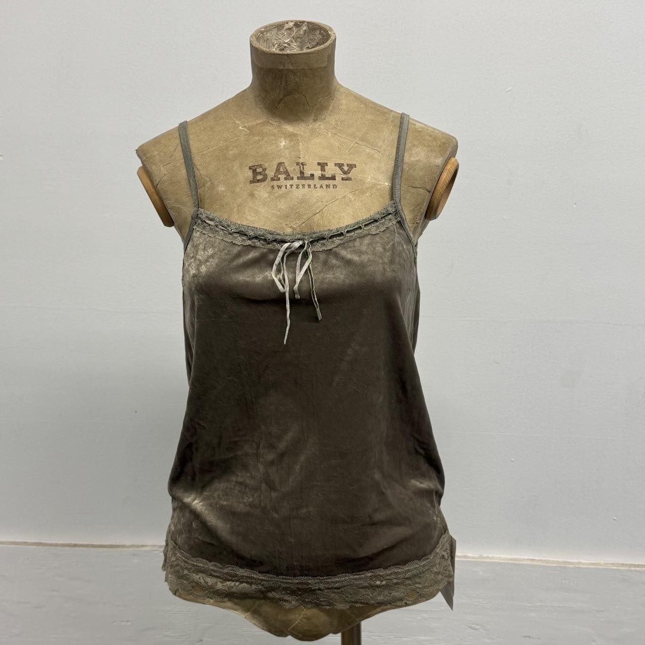 Vintage Japanese Y2K Taupe Metallic Velvet Cami Top