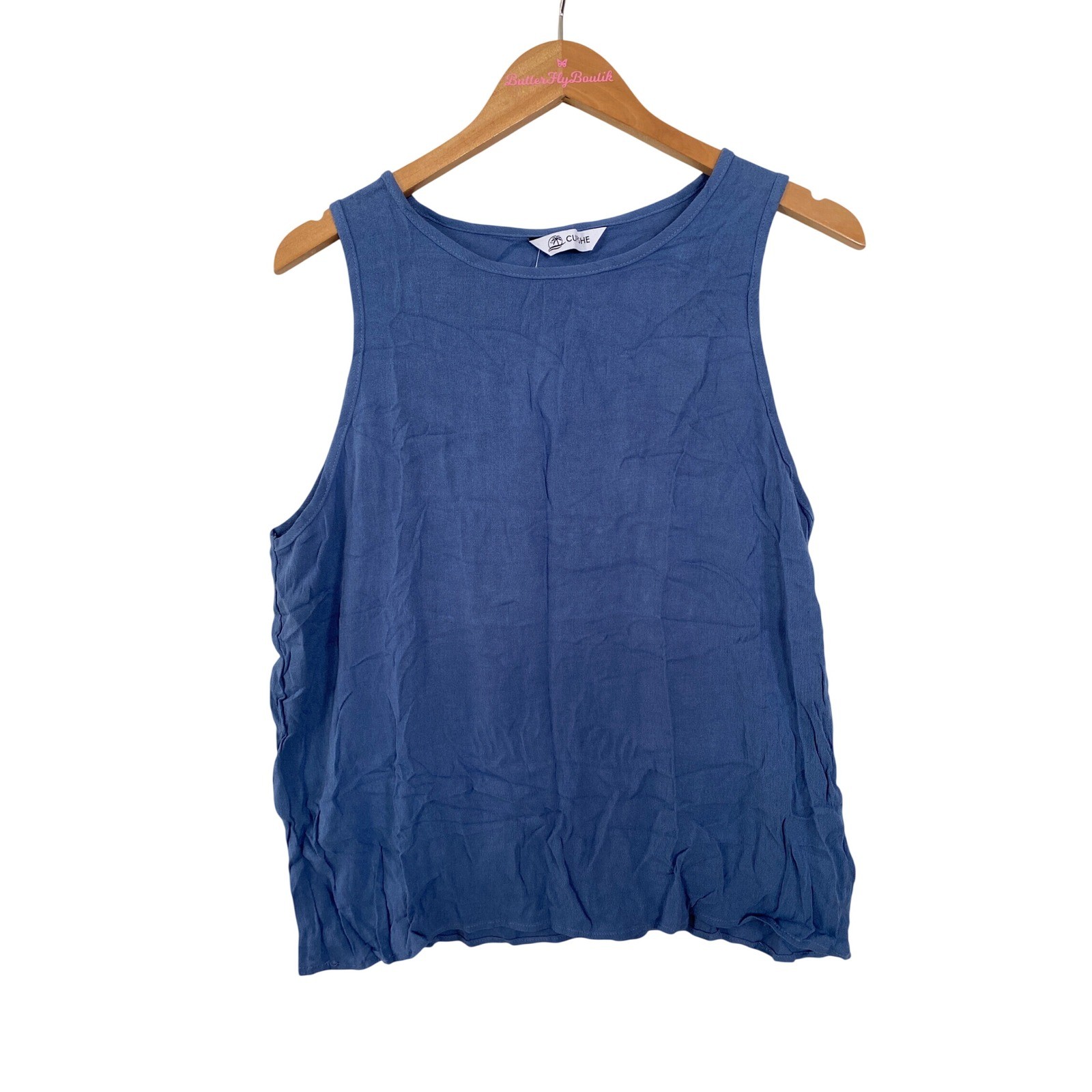 CUPSHE Blue Sleeveless Crew Neck Relaxed Fit Tank Top Womens Medium, NWT