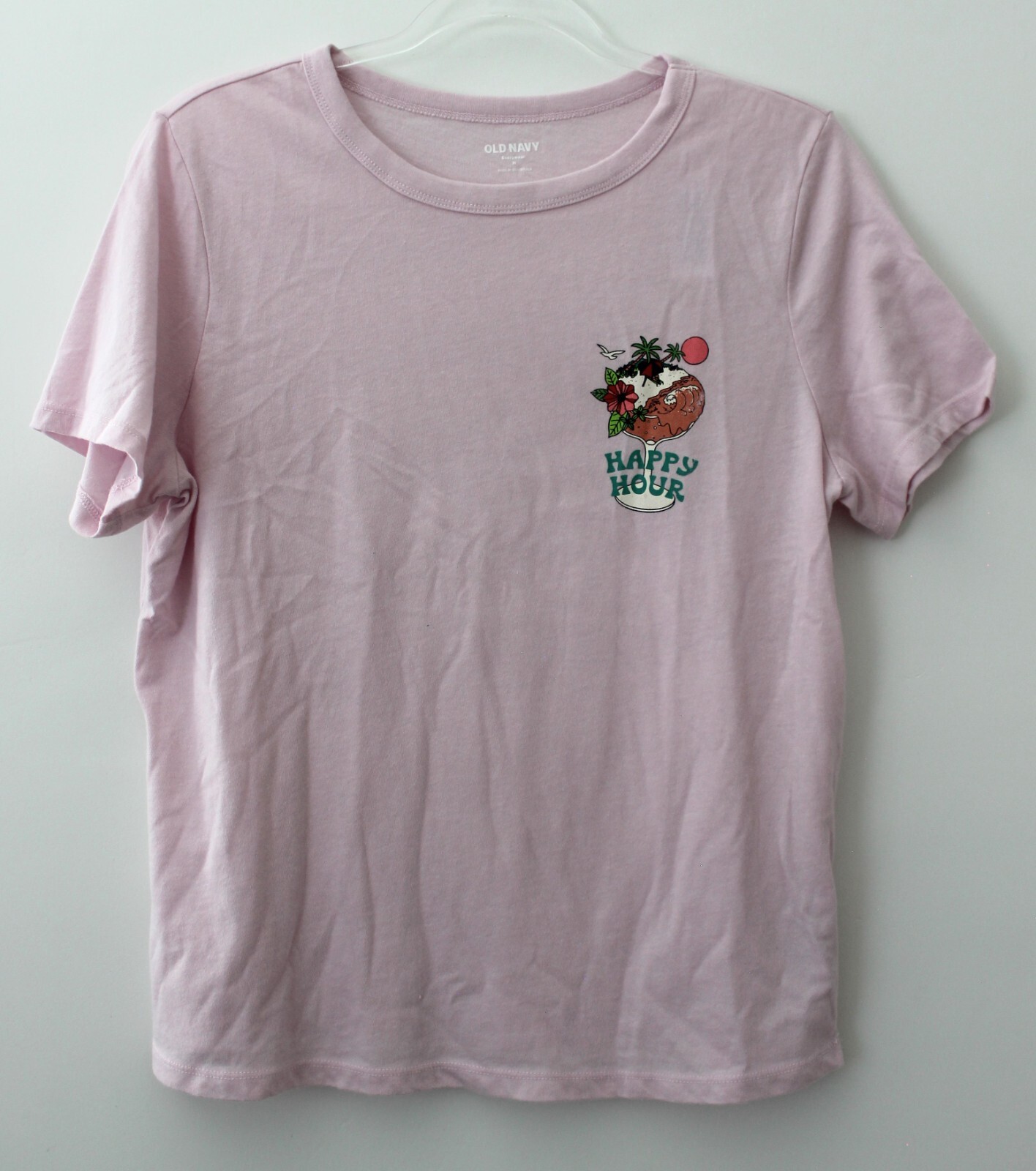Old Navy Women’s EveryWear Graphic T-Shirt Happy Hour Pink Multisize NWT