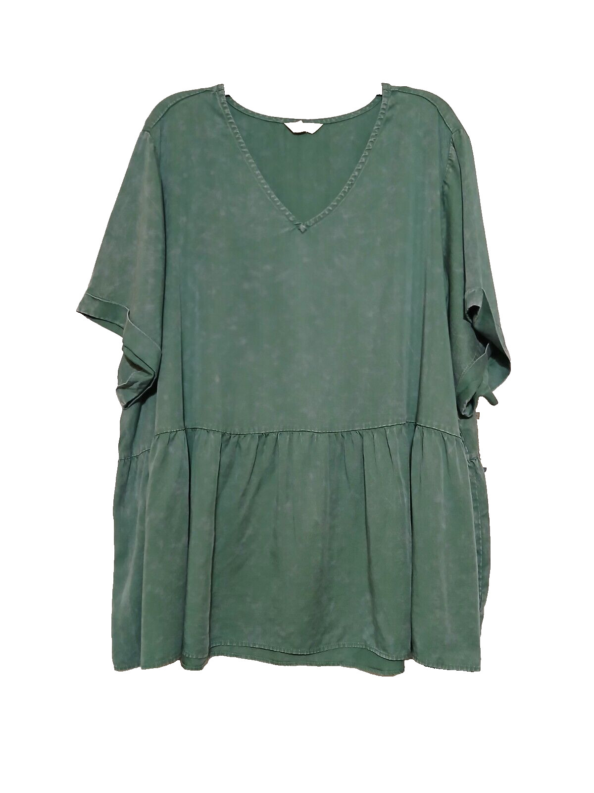 Terra & Sky V-Neck Babydoll Lyocell Top Black, Blue, Pink & Green You Pick 1