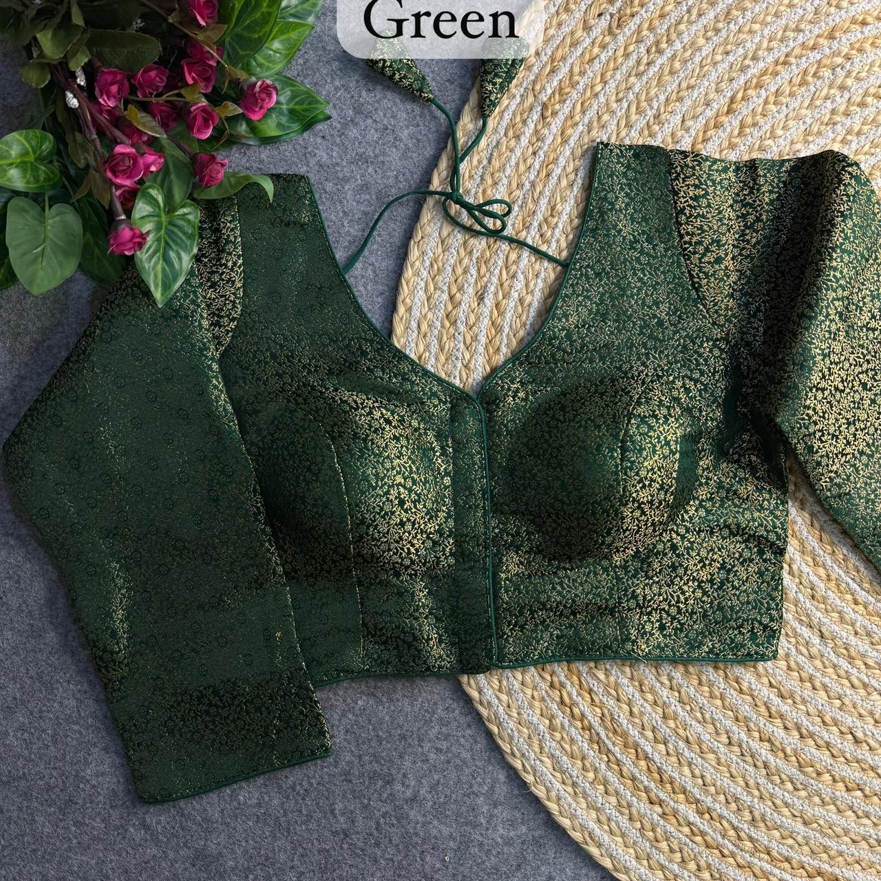 Saree Blouse, Designer Blouse, Banarasi Silk Double shade Readymade Blouse.